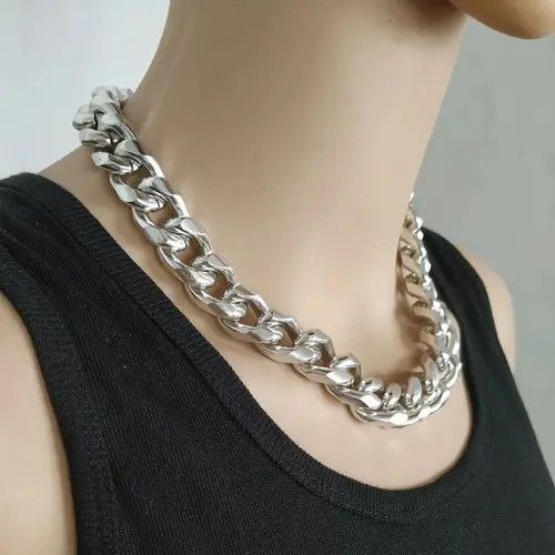 Jewelry Gothic Chunky chain Choker Necklace Size ONE SIZE - 3 Thumbnail