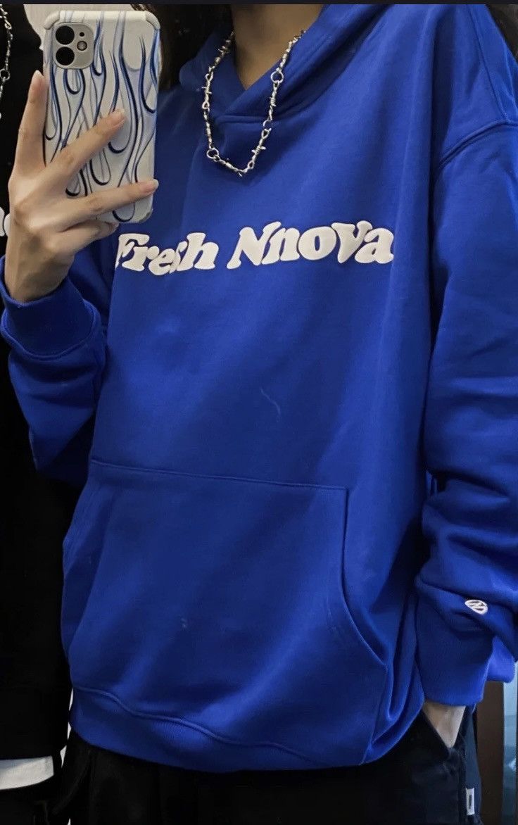 Other casual hoodie bubble letter top softcore sports wear blueunisex hoodie Size S / US 4 / IT 40 - 3 Thumbnail