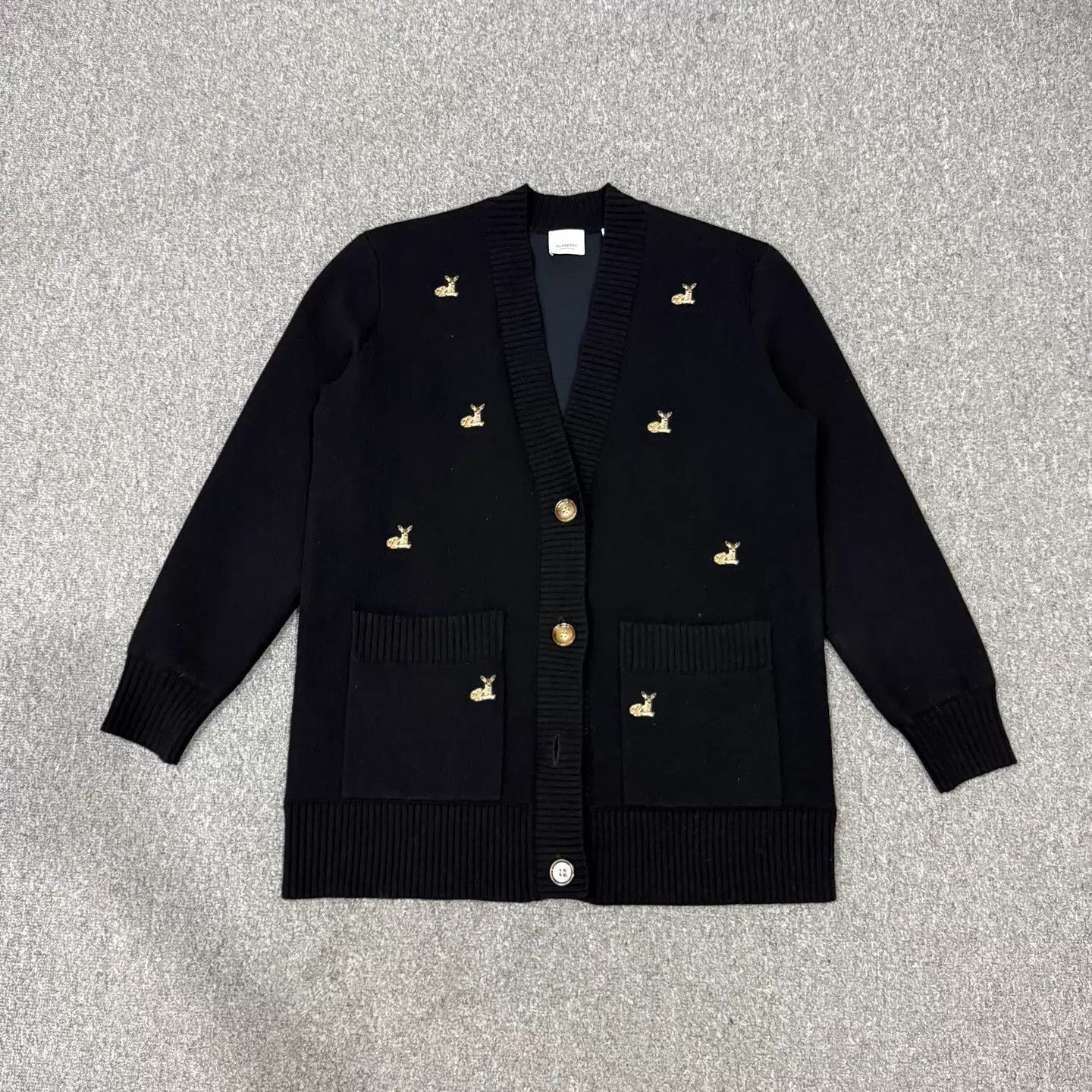 Burberry Burberry Black Embroidered Deer Wool Cardigan M 99 new Size M / US 6-8 / IT 42-44 - 1 Thumbnail
