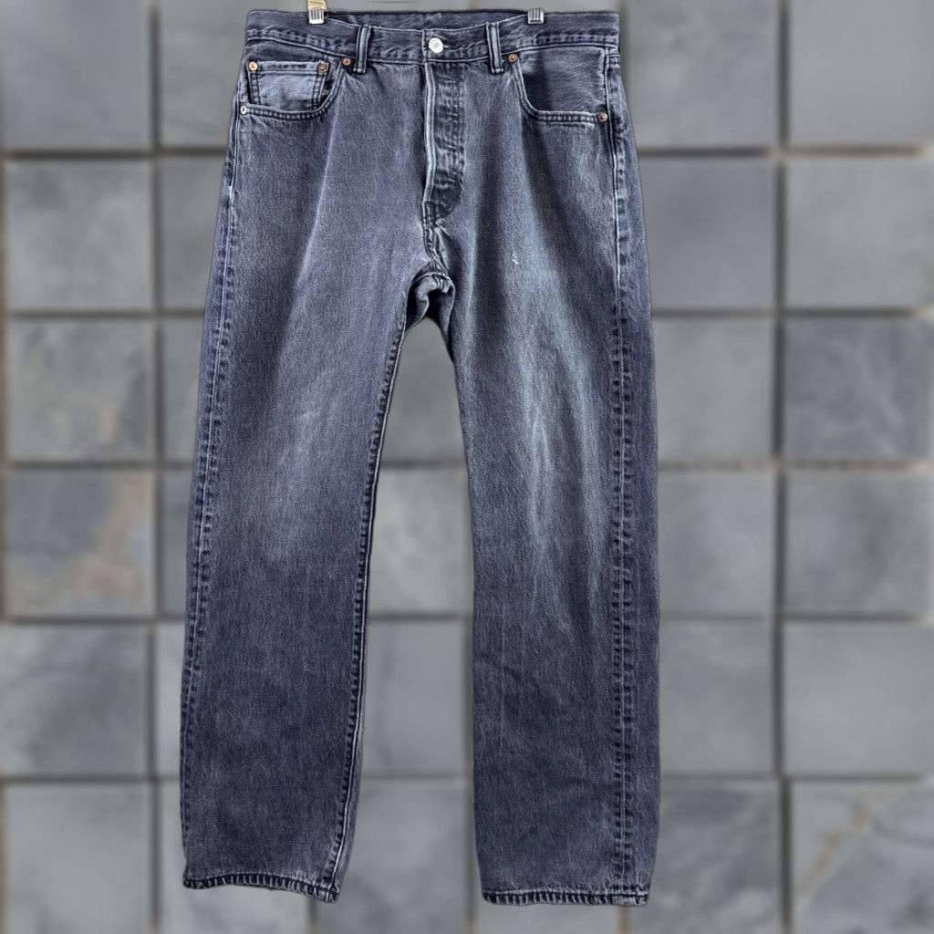 Levi's VINTAGE Levis 501 Jeans Mens 34x30 Black Button Fly Distressed Pants Dark Levis 501 Series Mens Jeans Size US 36 / EU 52 - 1 Thumbnail