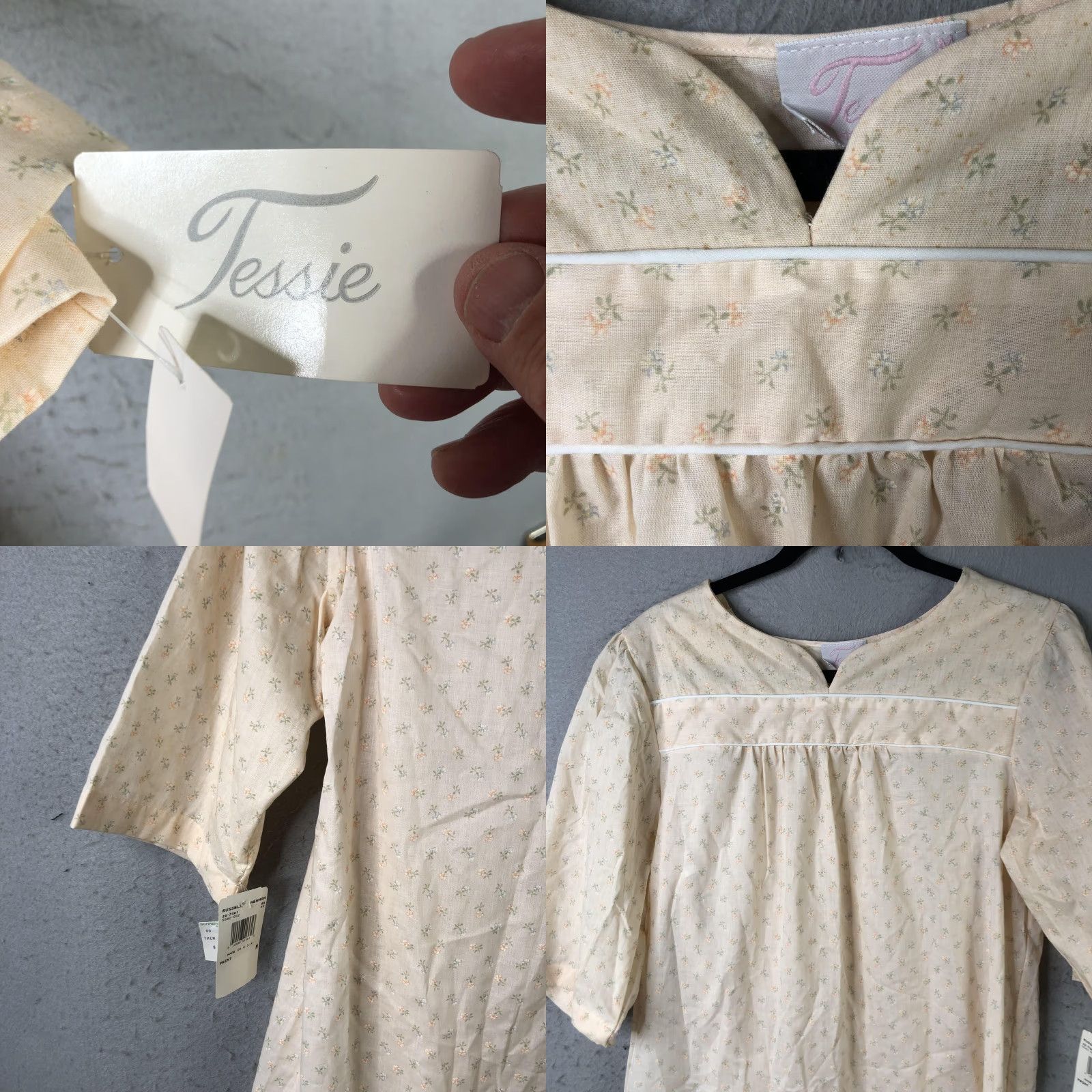 Vintage VINTAGE Tessie Gown Womens M Nightgown Floral 3/4 Sleeve White Cotton Polyester Midi Nightgown Womens Size ONE SIZE - 8 Thumbnail