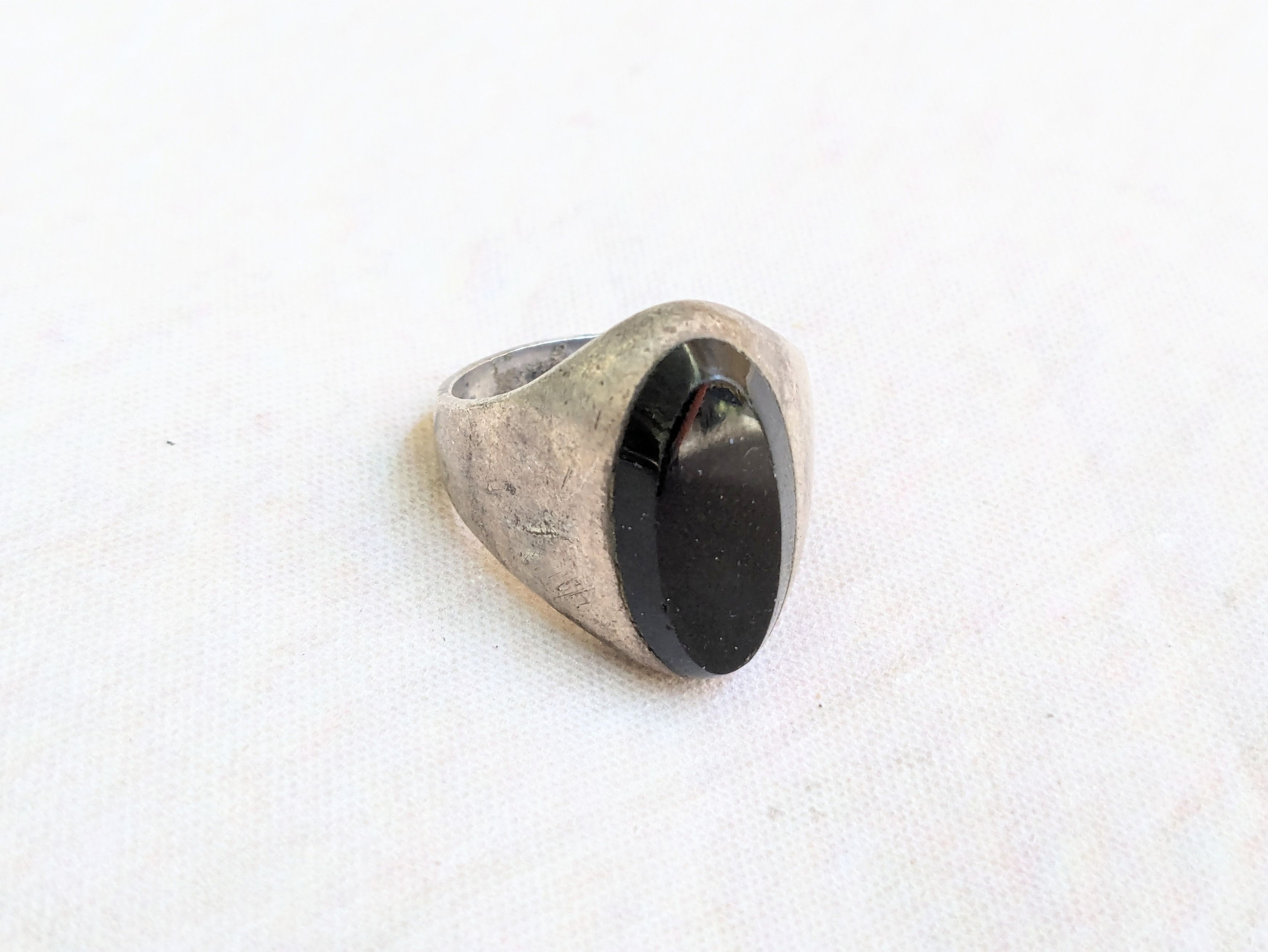 Jewelry Vintage Sterling Silver Ring Black Onyx 10.25 Taxco Mexico Size ONE SIZE - 1 Thumbnail