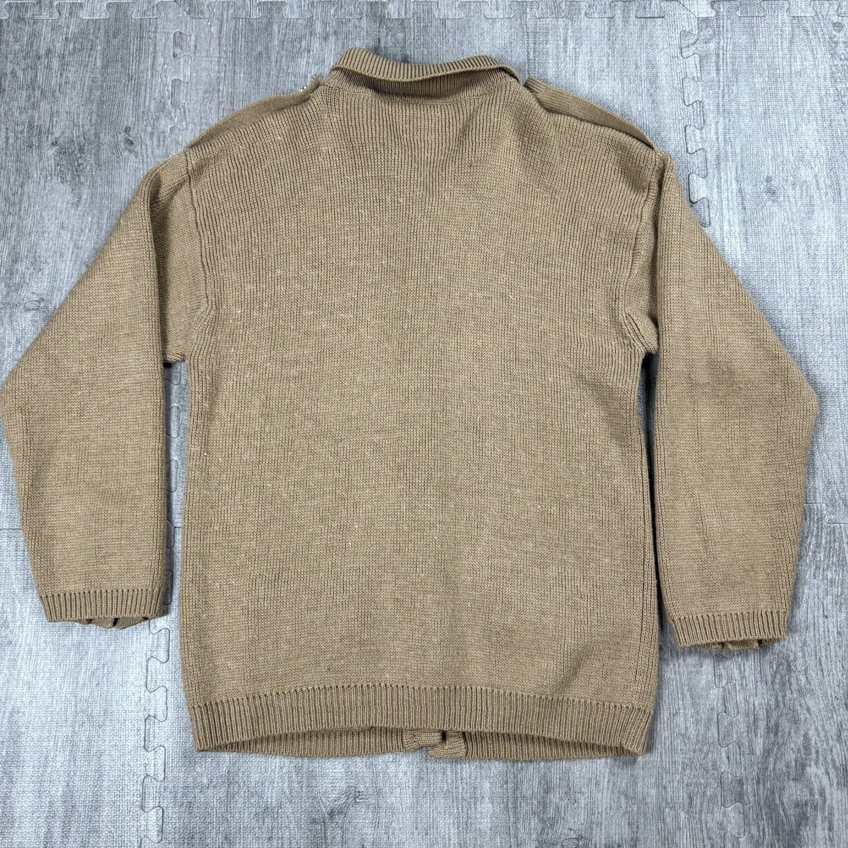 Camel MARK FORE & STRIKE Military Sweater Pullover Unisex Adult 42 Beige Button Knit Classic Size M / US 6-8 / IT 42-44 - 7 Thumbnail