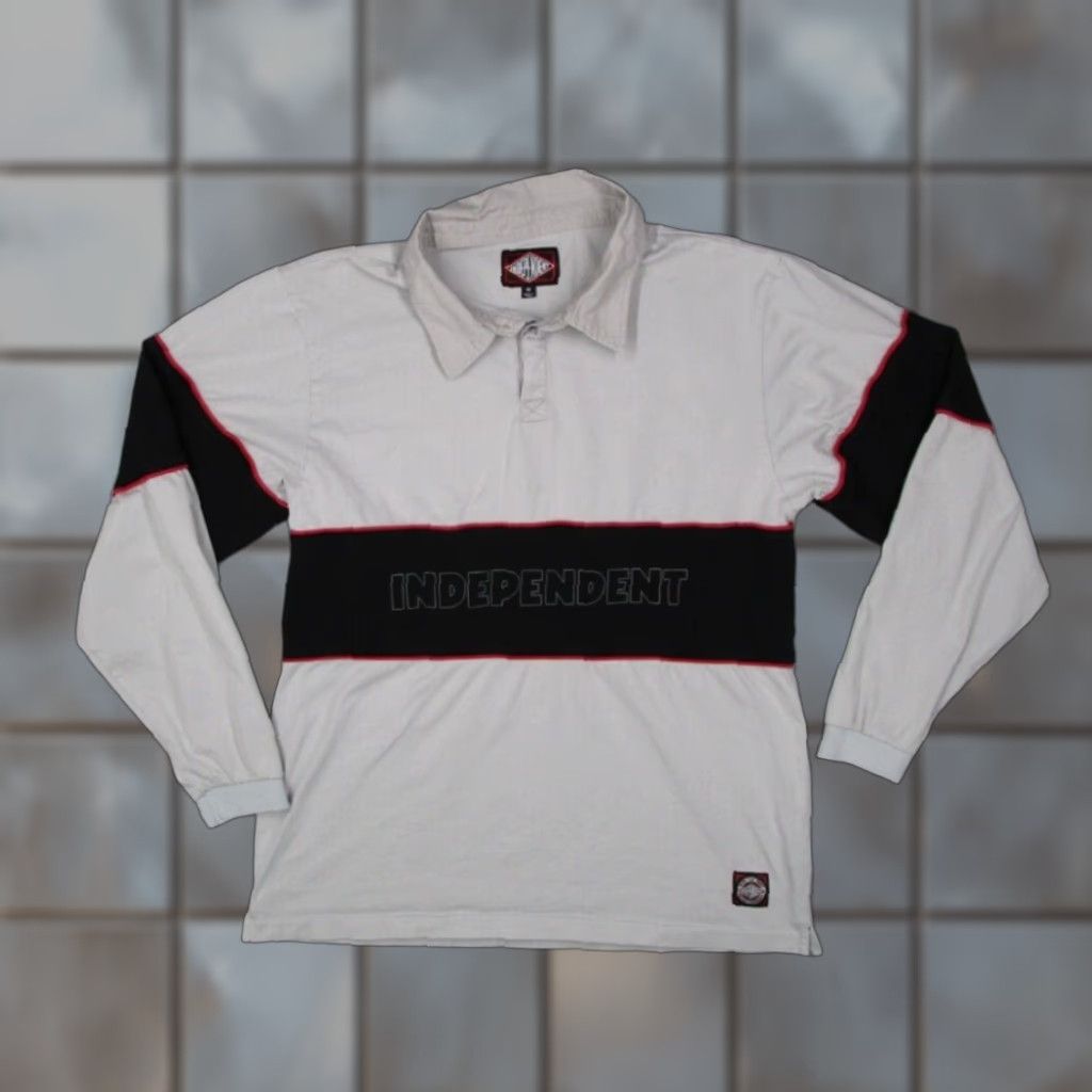 Vintage Independent Trucks Mens Gray Long Sleeve Polo Shirt Medium Skate Rugby Size US M / EU 48-50 / 2 - 1 Thumbnail