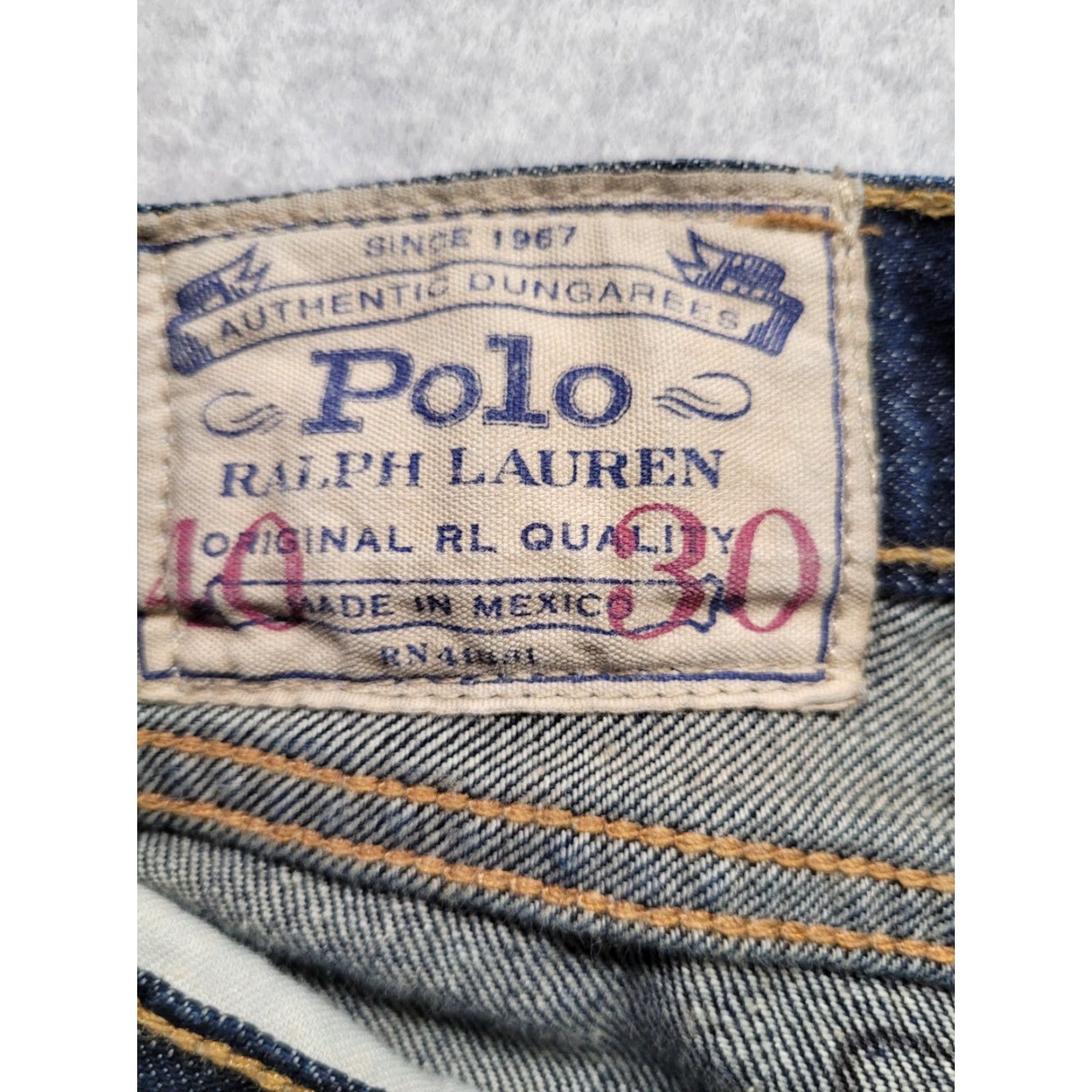 Polo Ralph Lauren Polo Ralph Lauren Jeans Mens 40x30 Blues Denim Hampton Straight Mid Rise Regular 5-Pocket Belt Loops Logo Vintage No Size US L / EU 52-54 / 3 - 4 Thumbnail