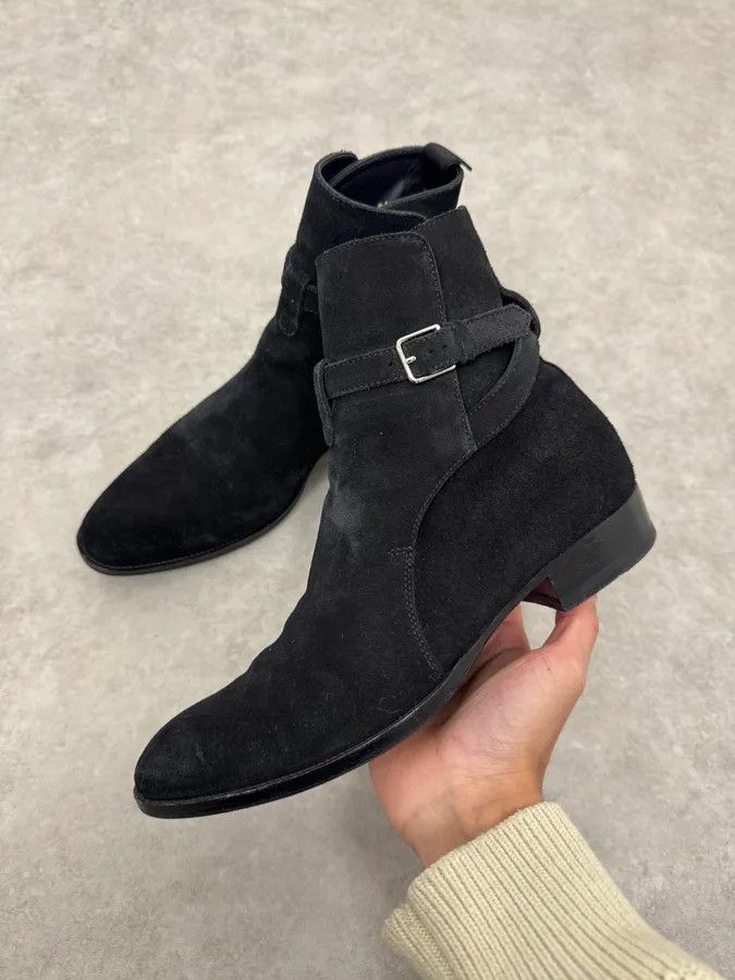 Saint Laurent Paris Saint Laurent Jodhpur Black Suede Leather Ankle Boots Size US 6.5 / EU 39-40 - 2 Thumbnail