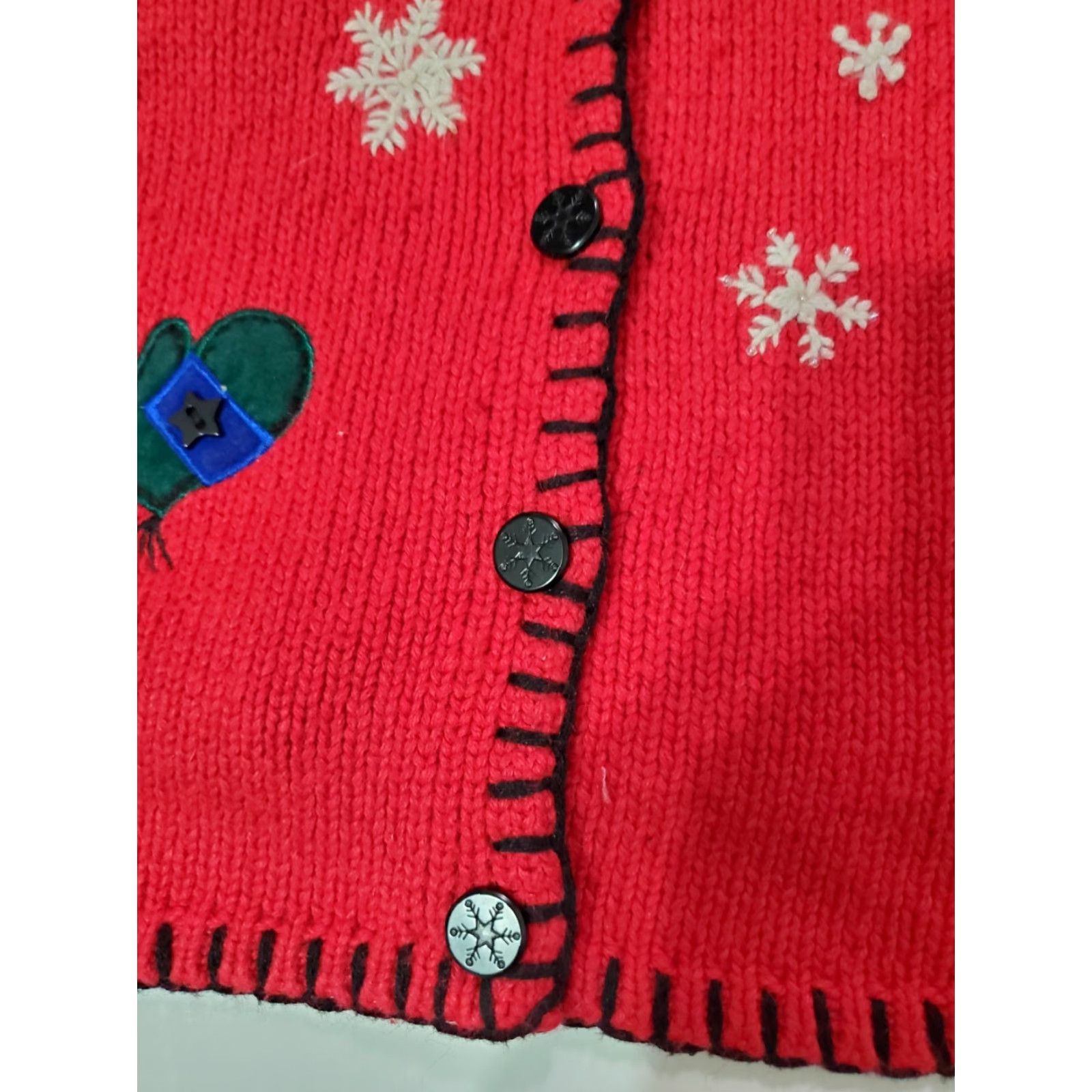 Croft & Barrow VINTAGE Croft & Barrow Womens Cardigan Sweater Red Snowmen Snowflakes Christmas L Regular Knit Embroidered Button Notions Winter Fall Spring Size L / US 10 / IT 46 - 2 Thumbnail