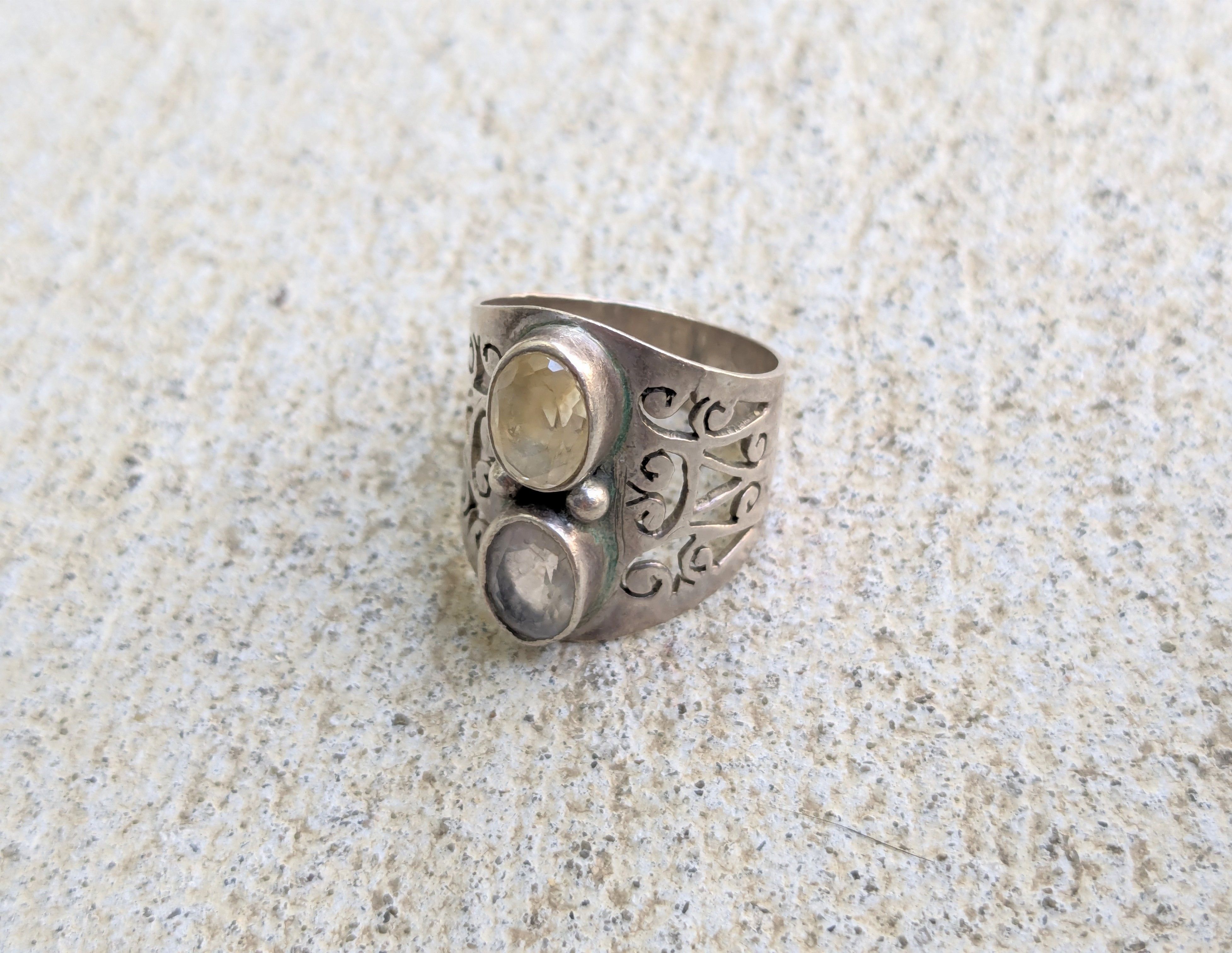 Vintage Sterling Silver Ring 7 Citrine