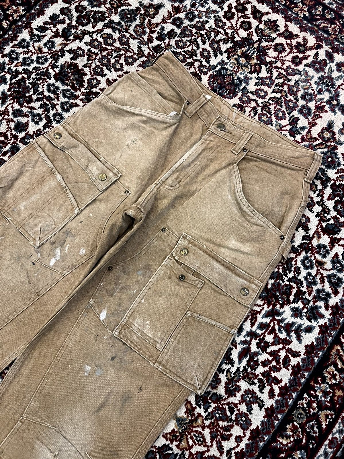 Crazy Sun faded distressed Carhartt cargo pocket double knee