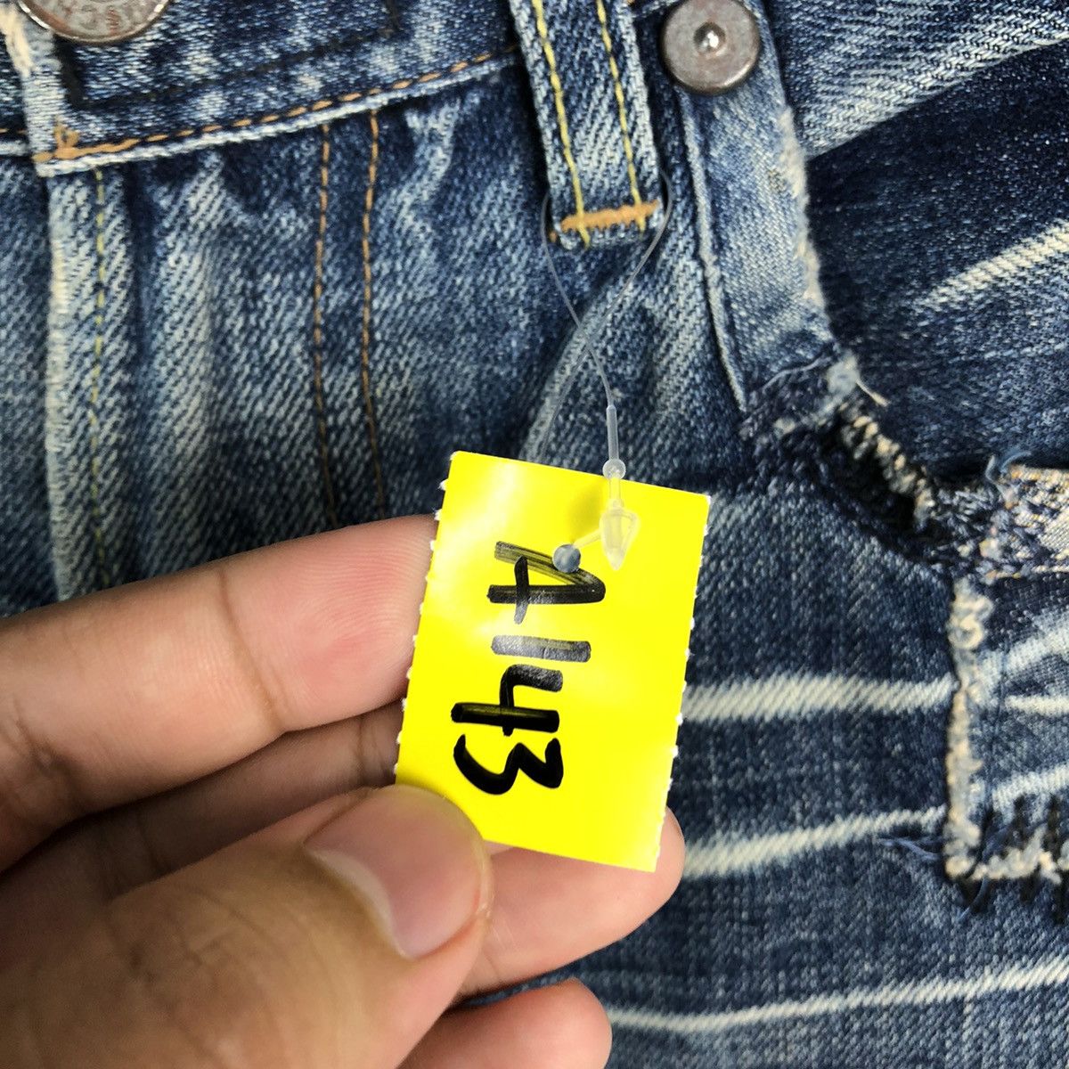 Japanese Brand Bartack Works Blue Distressed Denim Pants #A143 Size US 27 - 15 Thumbnail