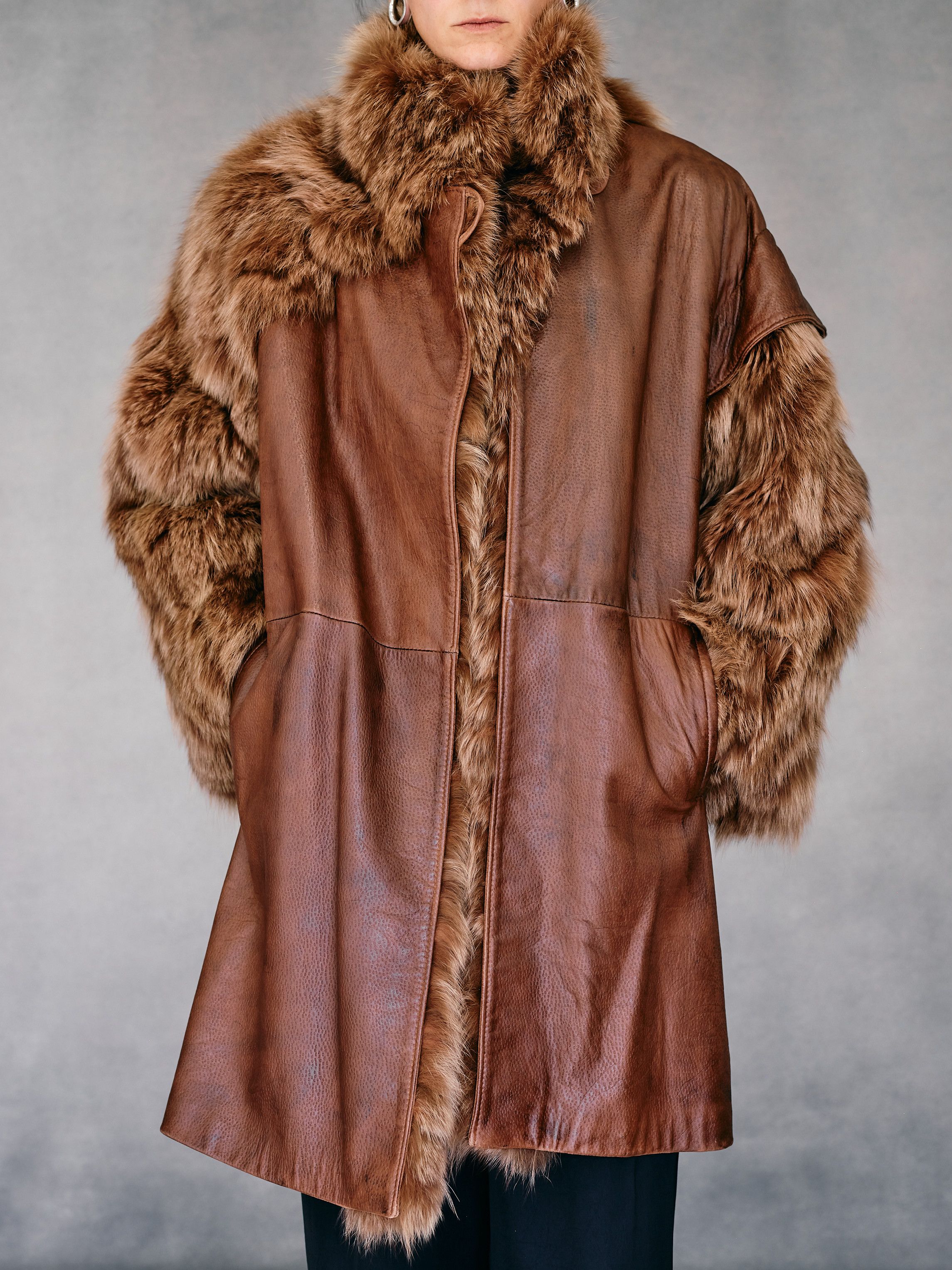 Fendi Fendi leather & fox fur coat 1984 Size L / US 10 / IT 46 - 5 Thumbnail