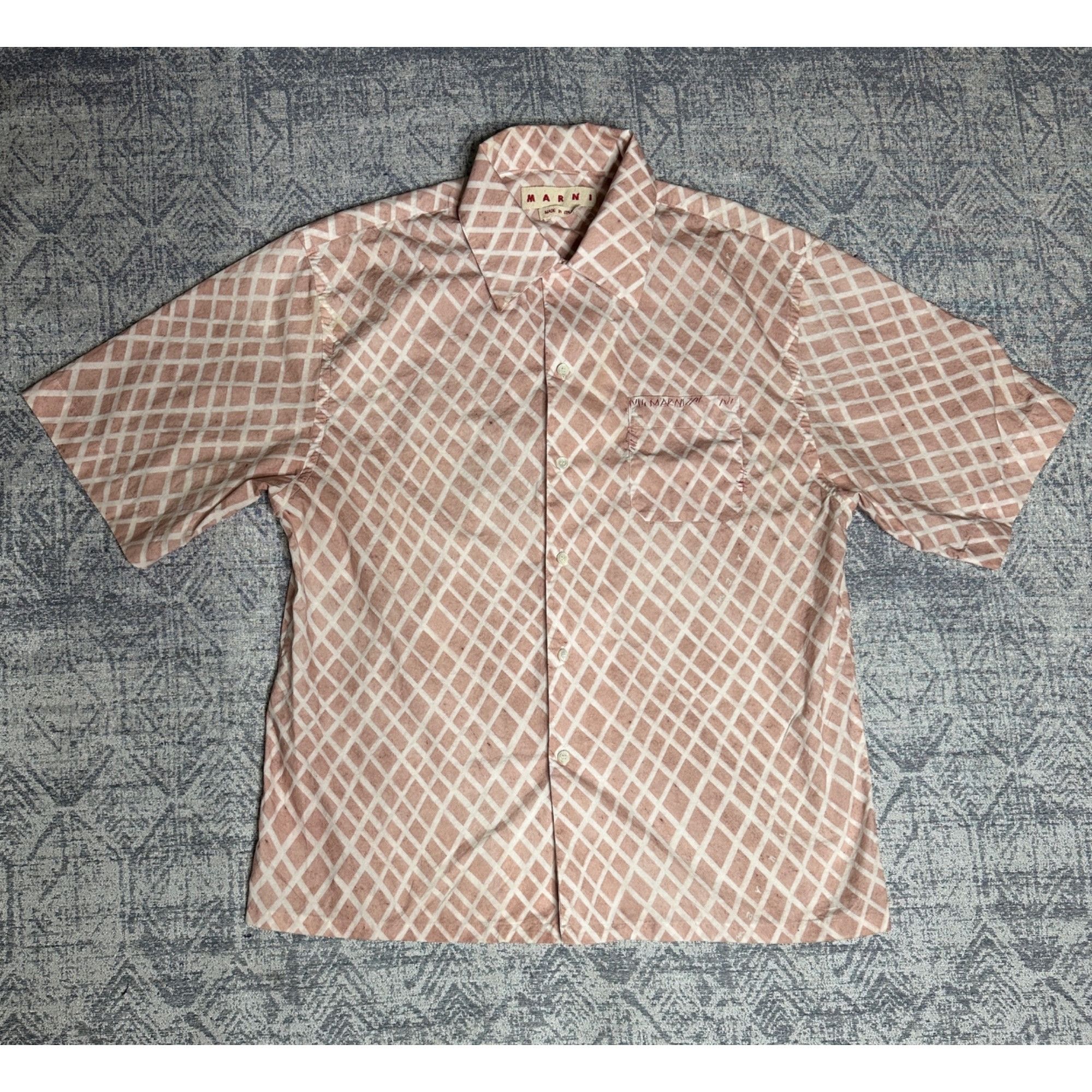Marni Marni Printed Logo Cotton-poplin Shirt Pink Size US XL / EU 56 / 4 - 1 Thumbnail