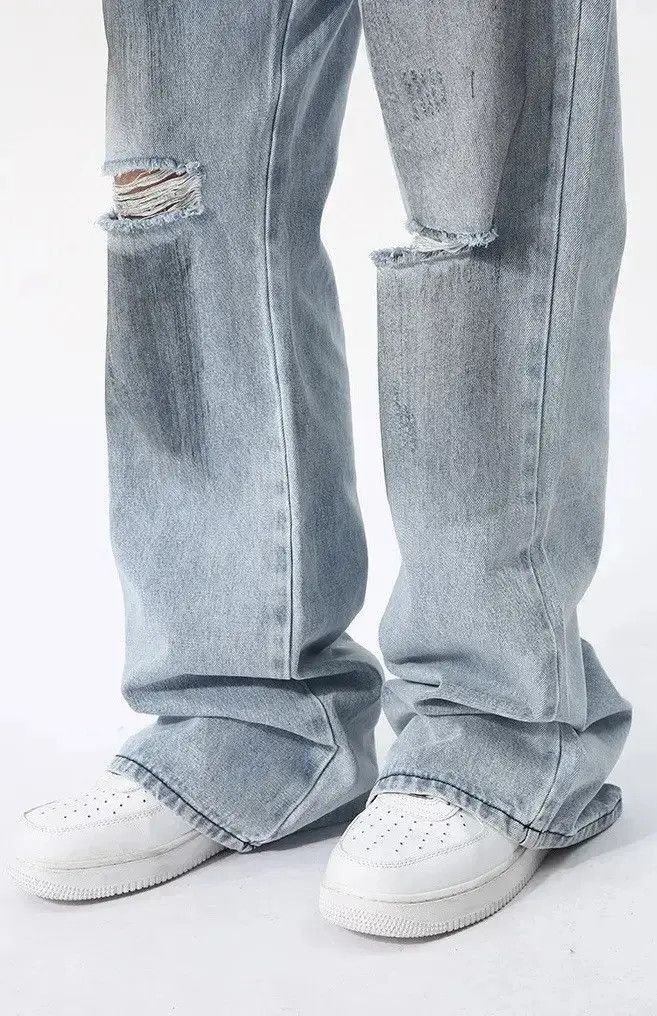 Japanese Brand Men Washed Ripped Loose Jeans Size US 32 / EU 48 - 5 Thumbnail