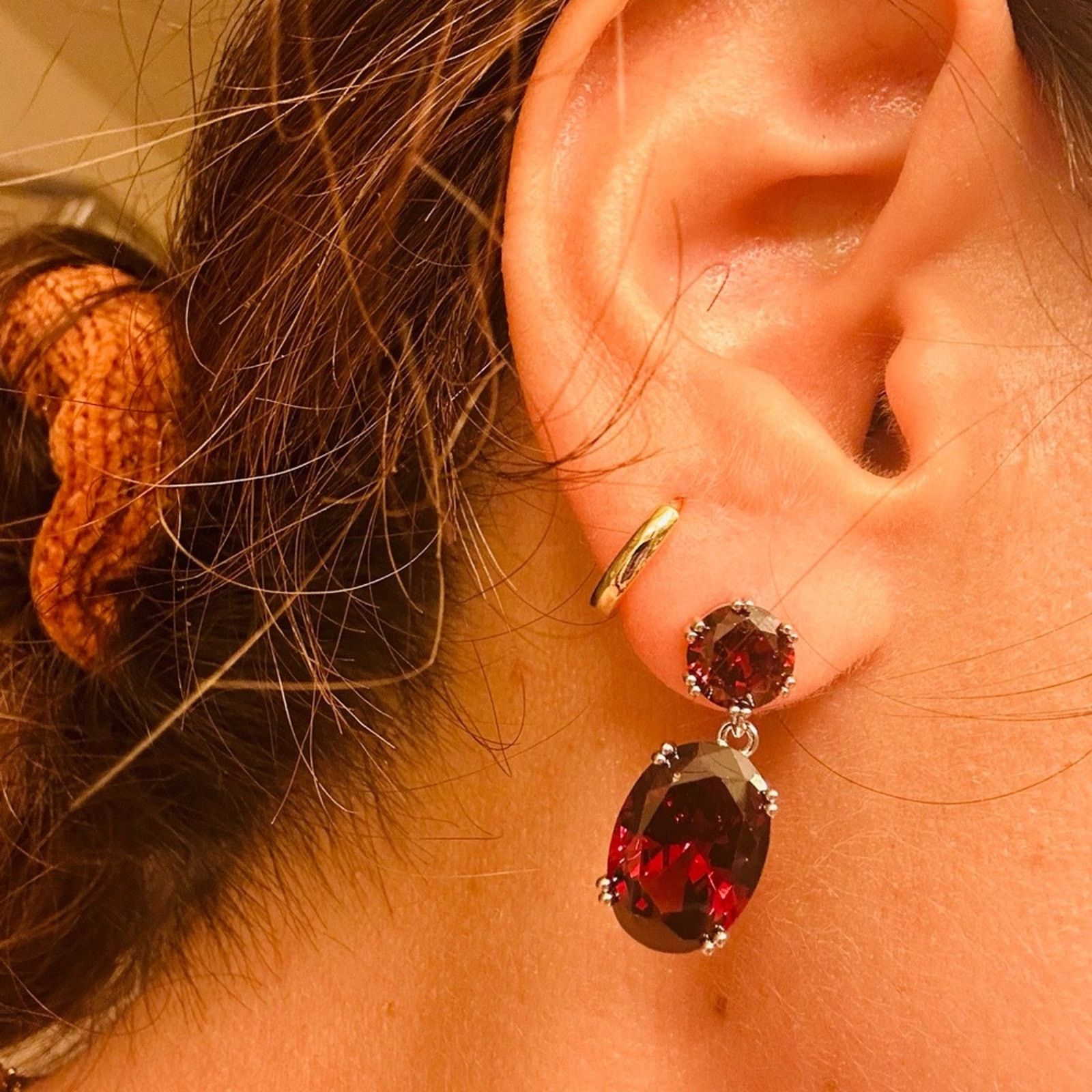 Other Oval CZ Women Drop Earrings Elegant Red Earrings Size ONE SIZE - 2 Thumbnail