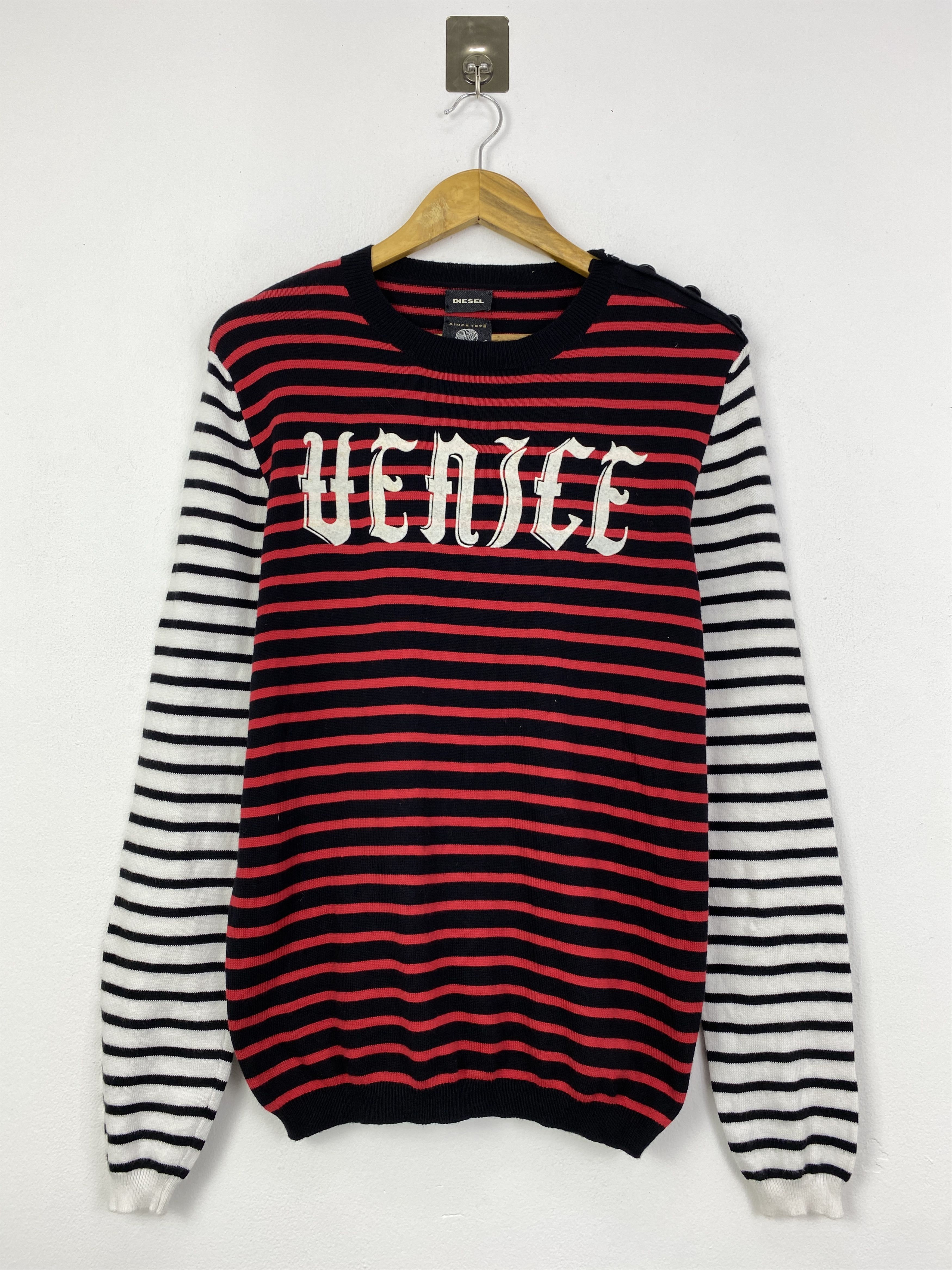 Diesel Vintage Diesel Stripes Wording Pullover Sweatshirt SH0137 Size US S / EU 44-46 / 1 - 1 Thumbnail
