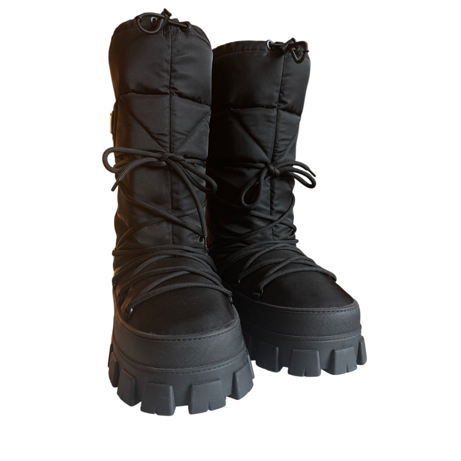 Prada Prada Women's Black Recycled Nylon Moon Boots Size US 12 / EU 45 - 1 Thumbnail