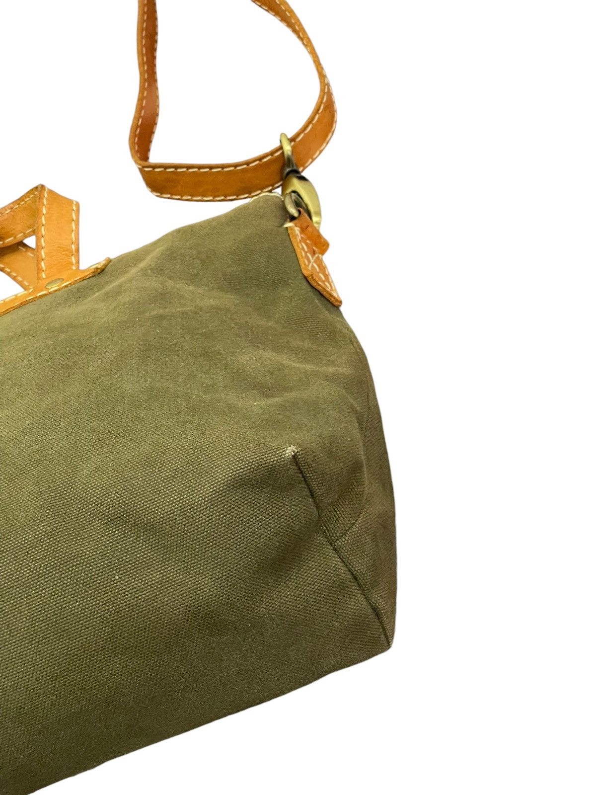 Japanese Brand Leather Cotton Canvas Fes Handmade Cross Body Bag 9🟩 Size ONE SIZE - 17 Thumbnail