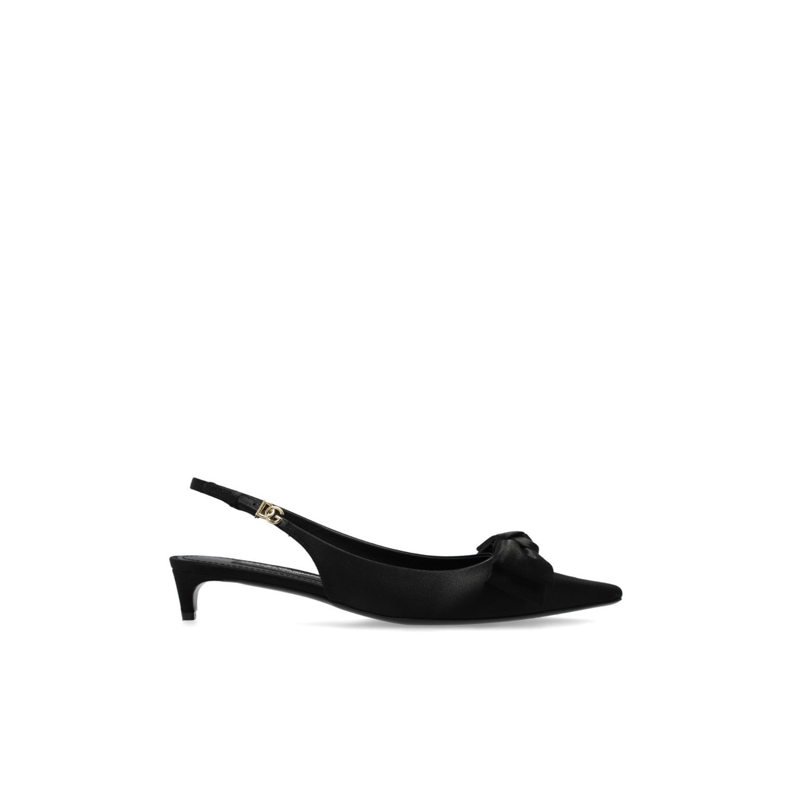 DOLCE&GABBANA Bow Black Satin 30mm Heel Pumps New & Authenti