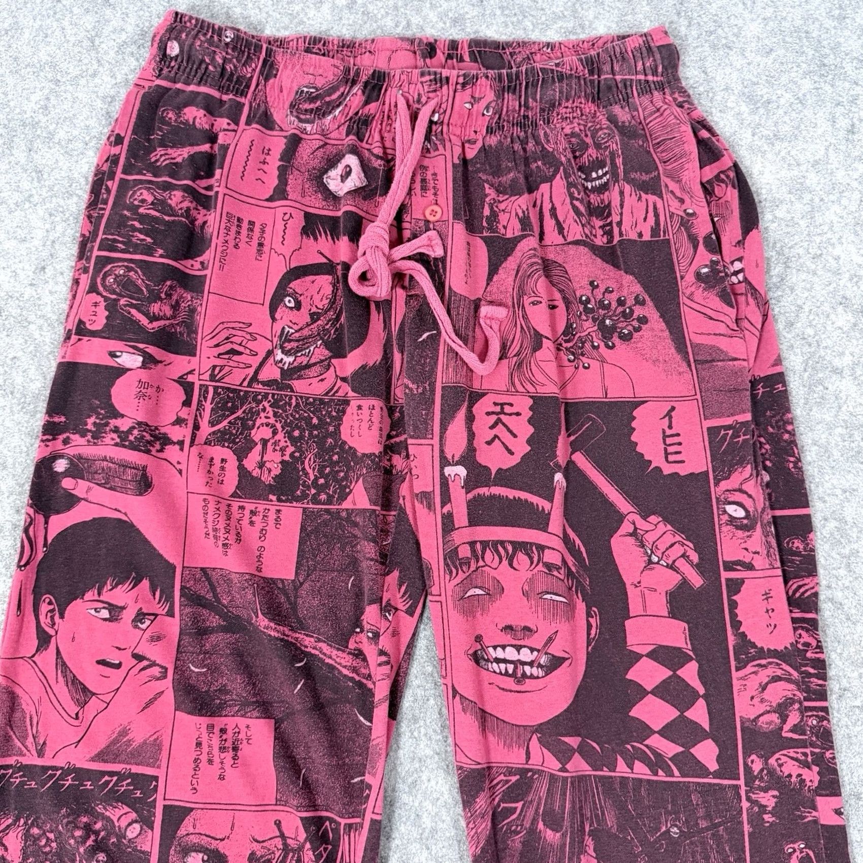 Vintage Junji Ito Collection Pajama Pants Unisex Adult Sz Small Red Anime Cartoon Size US 29 - 2 Thumbnail