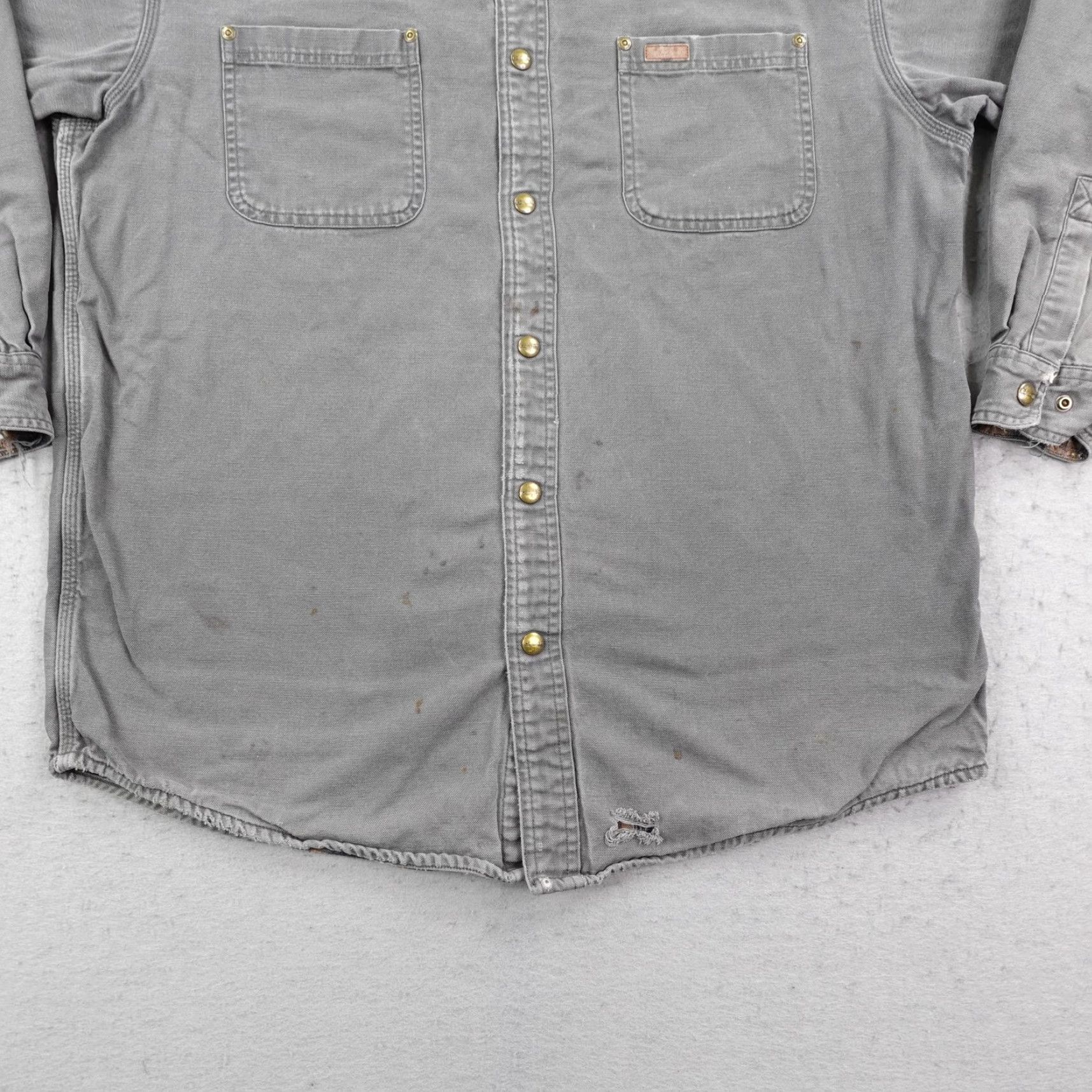 Carhartt Vintage Carhartt Jacket Mens Large Flannel Lined Canvas Shacket Distressed Size US L / EU 52-54 / 3 - 3 Thumbnail
