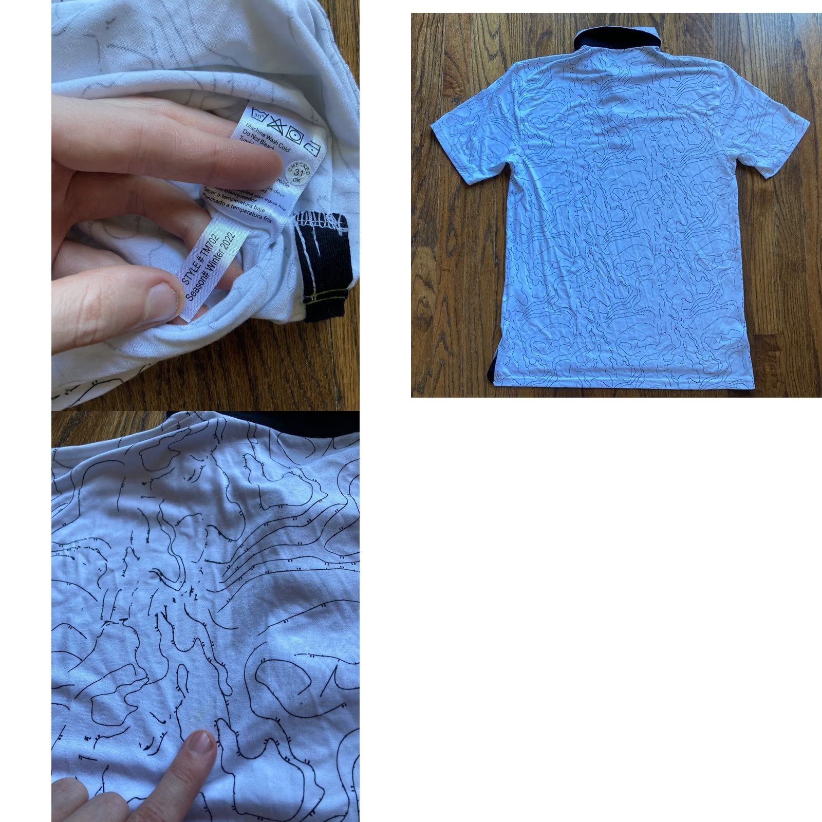 Vintage tasc Performance Polo Shirt Mens S White Geometric AOP Print Golf Stretch Casual Activewear Shirt Womens? No Size US S / EU 44-46 / 1 - 8 Thumbnail