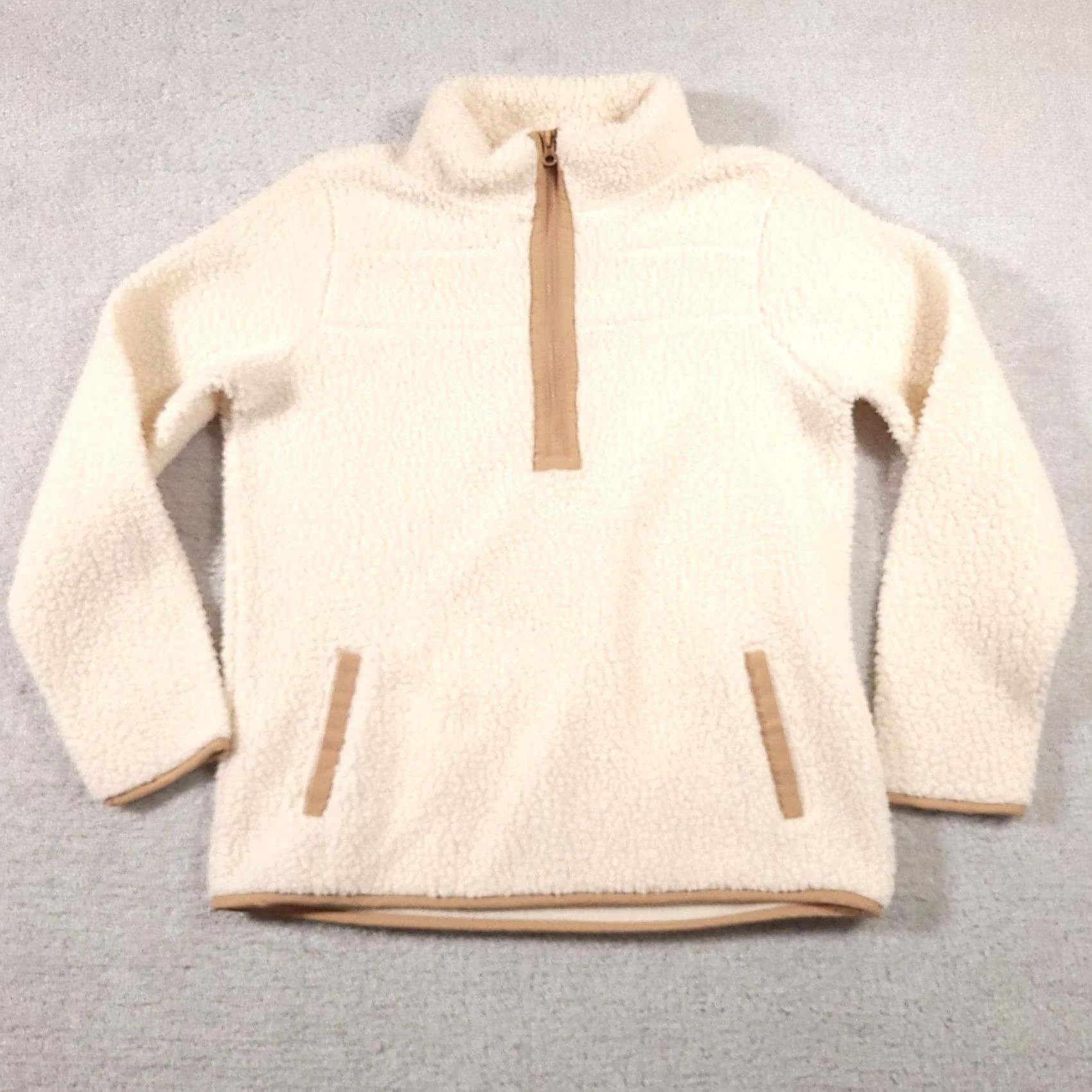Vintage St Johns Bay Sherpa Jacket Womens Small Ivory Half Zip Pockets Mock Neck Outdoor Womens, Jacket, Ivory, S Size S / US 4 / IT 40 - 2 Thumbnail