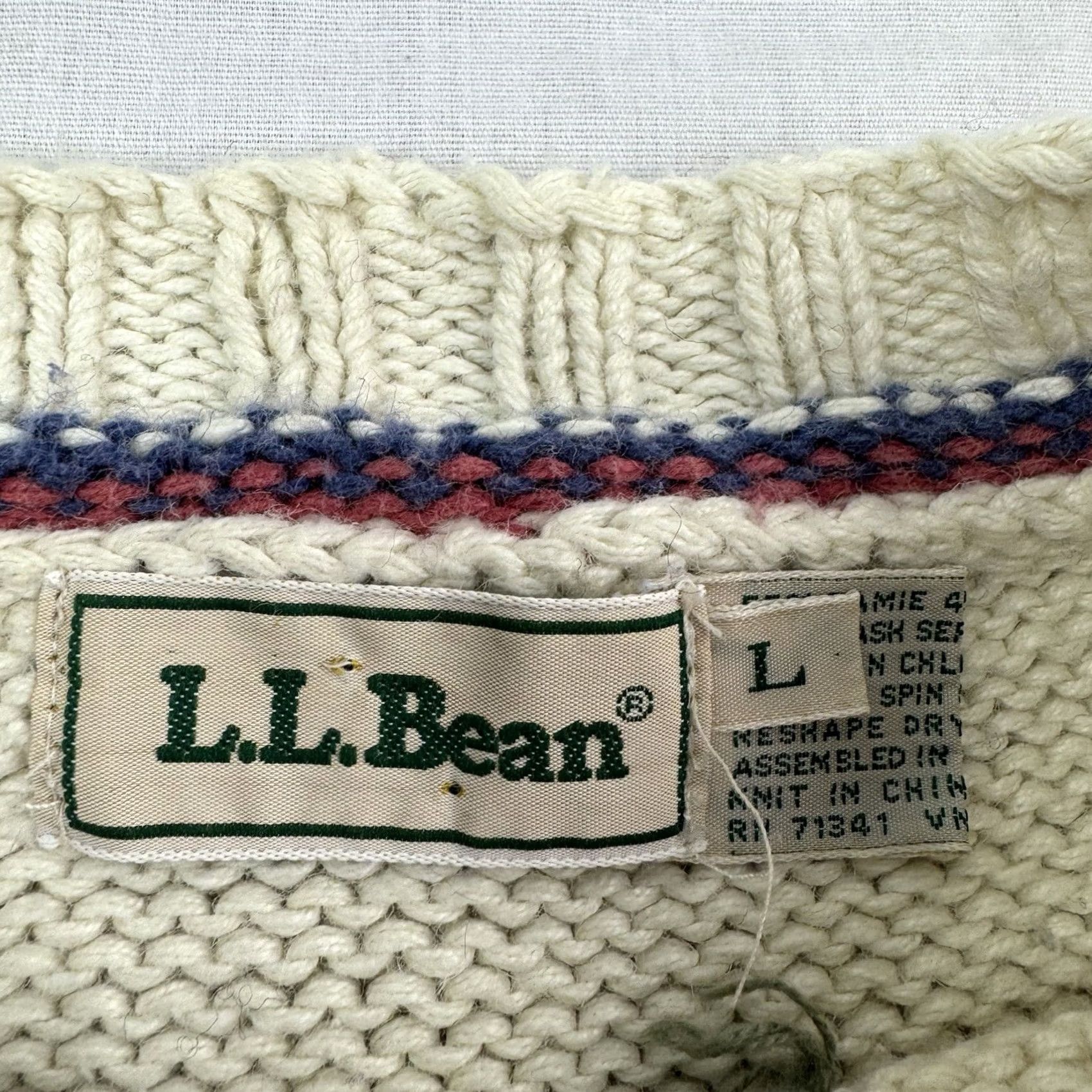 Vintage VINTAGE L.L. Bean Sweater Womens Large Equestrian Winter 90s American Knit Blue Crew Neck Pullover Long Sleeve Ramie Cotton Solid Size L / US 10 / IT 46 - 3 Thumbnail