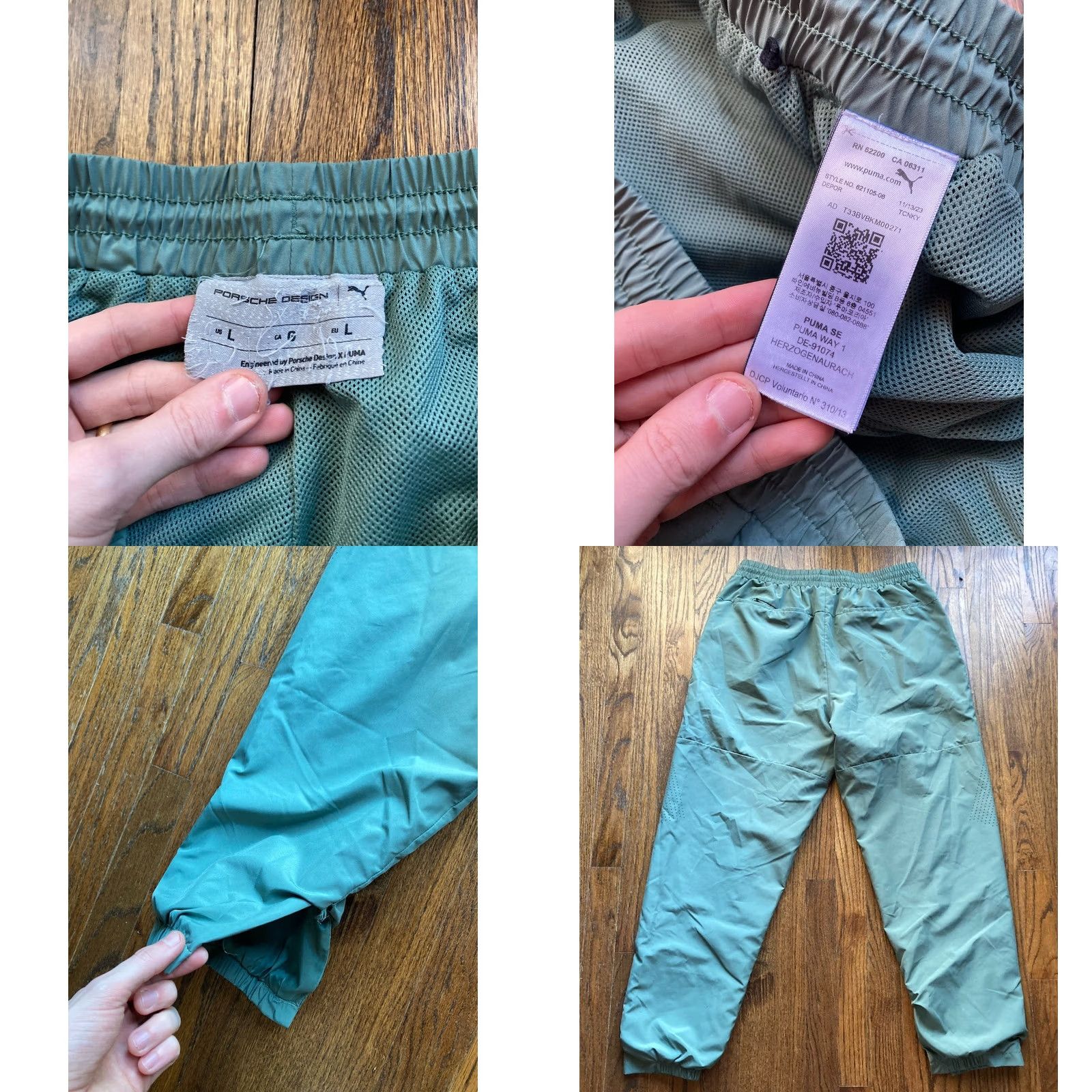 Puma PUMA Porsche Design Sweatpants Mens Size Large Green Lined Drawstrings Joggers Size US 33 - 8 Thumbnail