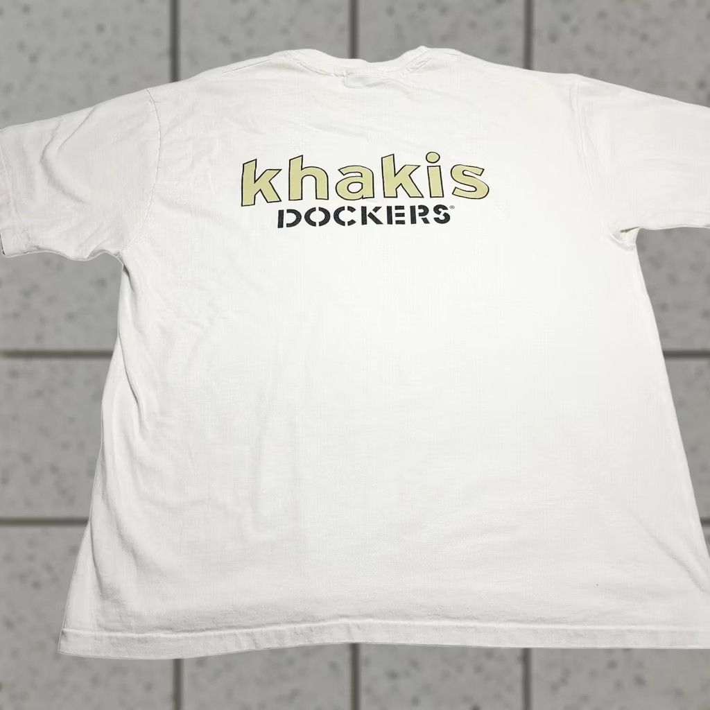 Hanes VINTAGE Dockers Khakis Promo T-Shirt Hanes Size XL White Crew Neck Short Sleeve Cotton Men United States USA Solid T-Shirt Mens Size US XL / EU 56 / 4 - 1 Thumbnail