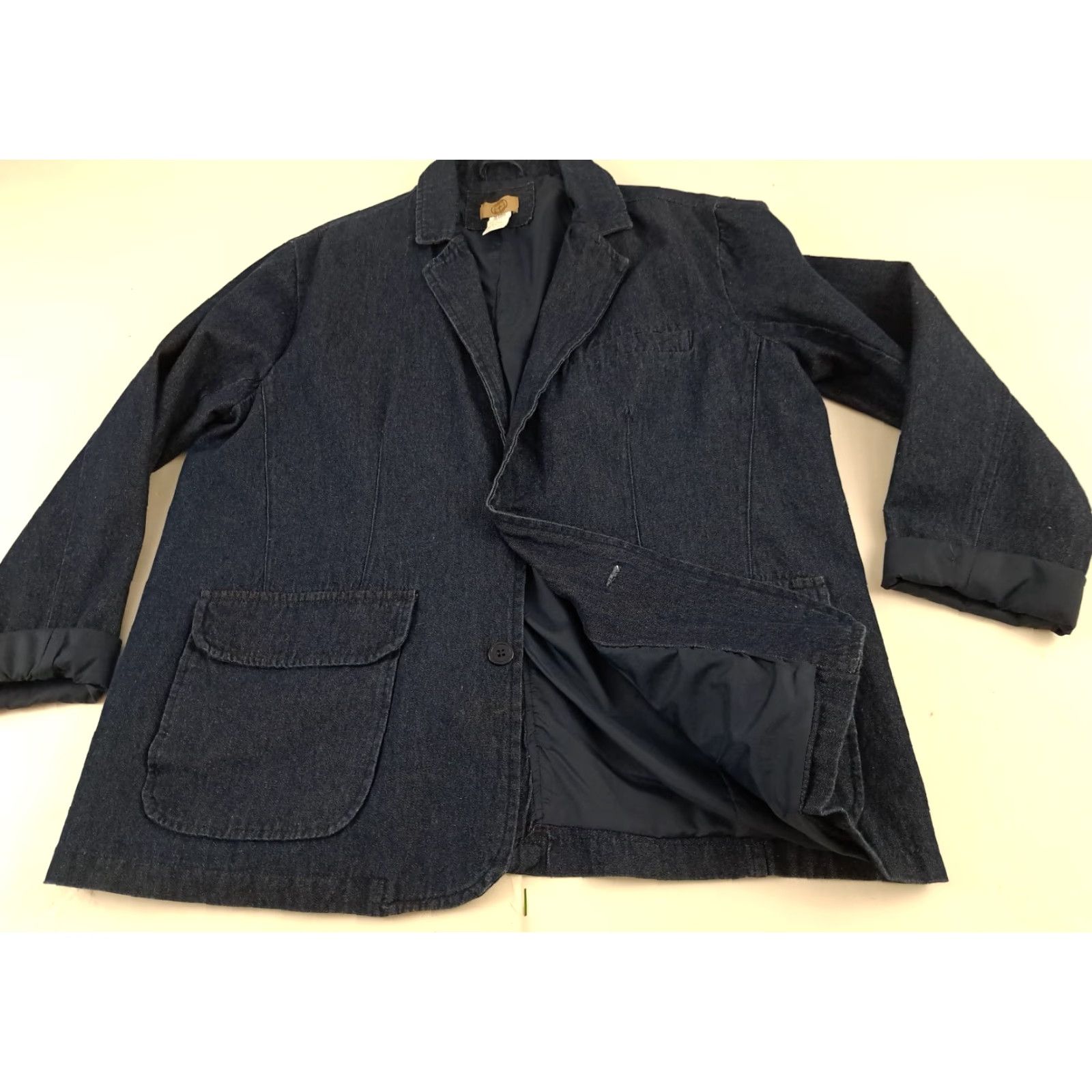 Haband VINTAGE Haband Travlers Denim Blue Jean Button Blazer Lined Coat Large Men Jacket Blazer Size US 33 - 2 Thumbnail