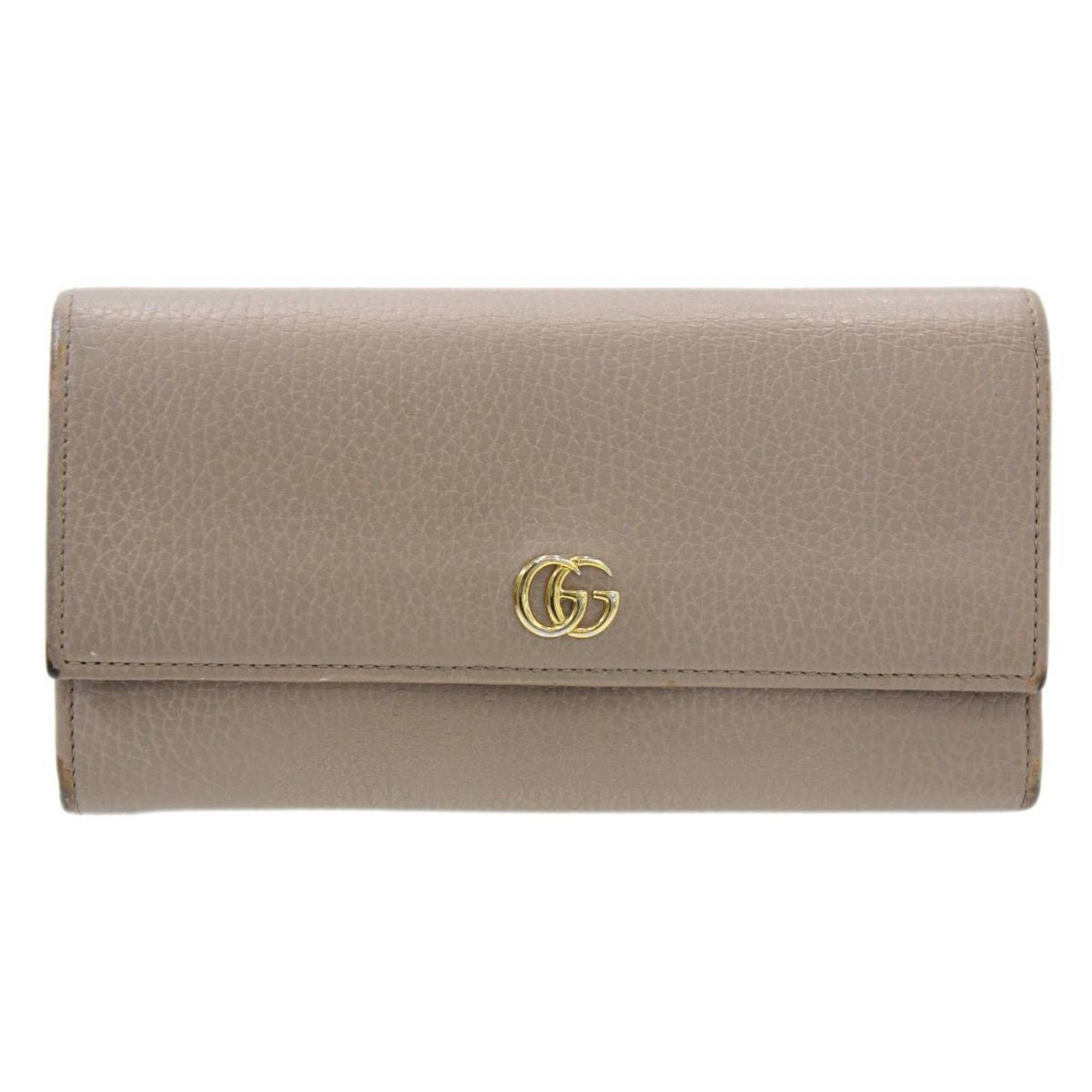 image of Gucci GG Marmont Leather Folio Long Wallet in Black, Women's