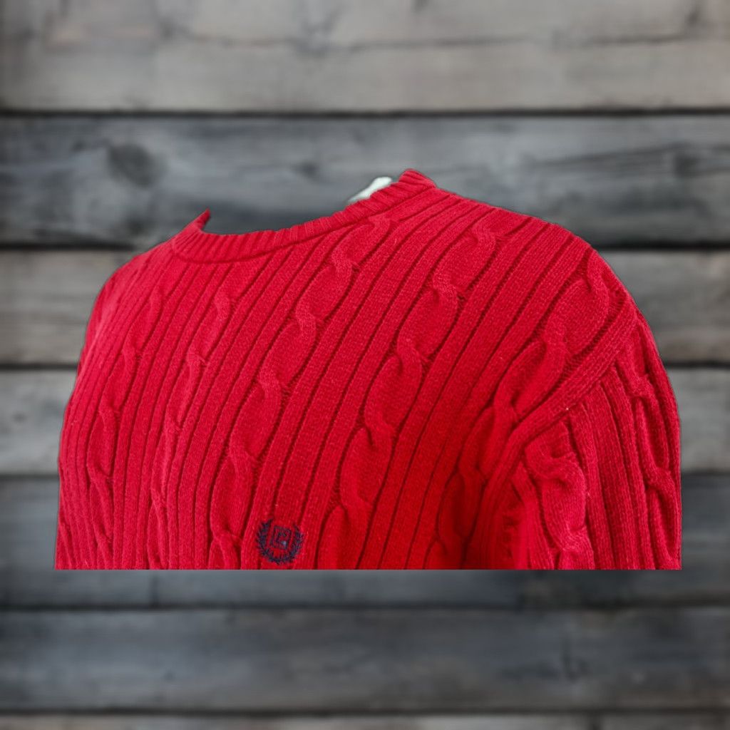 Ralph Lauren CHAPS RALPH LAUREN Men Holiday Red Cotton Cable Knit Crew Neck Sweater XL Size US XL / EU 56 / 4 - 1 Thumbnail