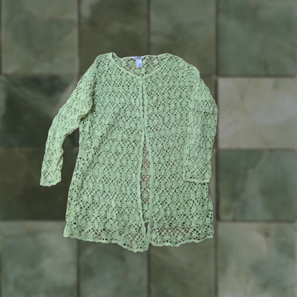 Vintage VINTAGE John Paul Richard Women's Cardigan Sweater XL Open-Knit Mint Green Casual Spring Summer Fall Size XL / US 12-14 / IT 48-50 - 1 Thumbnail