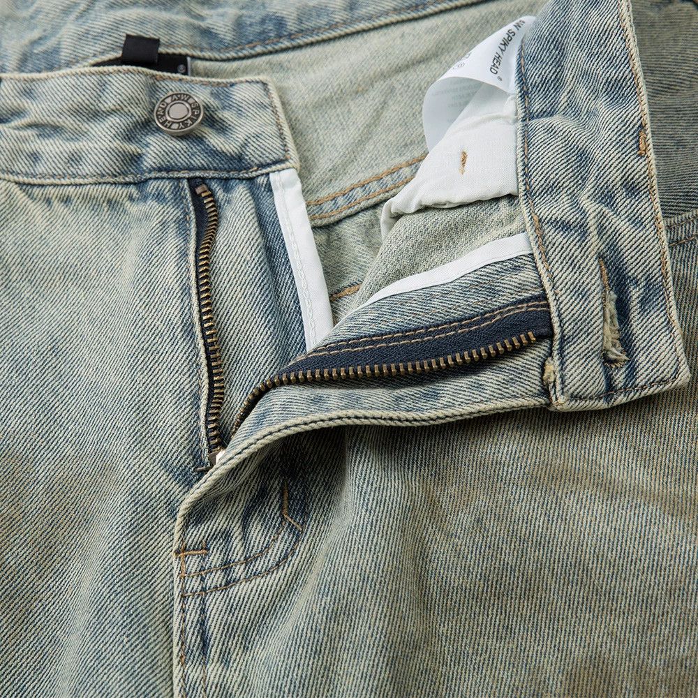 Vintage Men's vintage loose wide-leg washed distressed dirty jeans Size US 32 / EU 48 - 4 Thumbnail