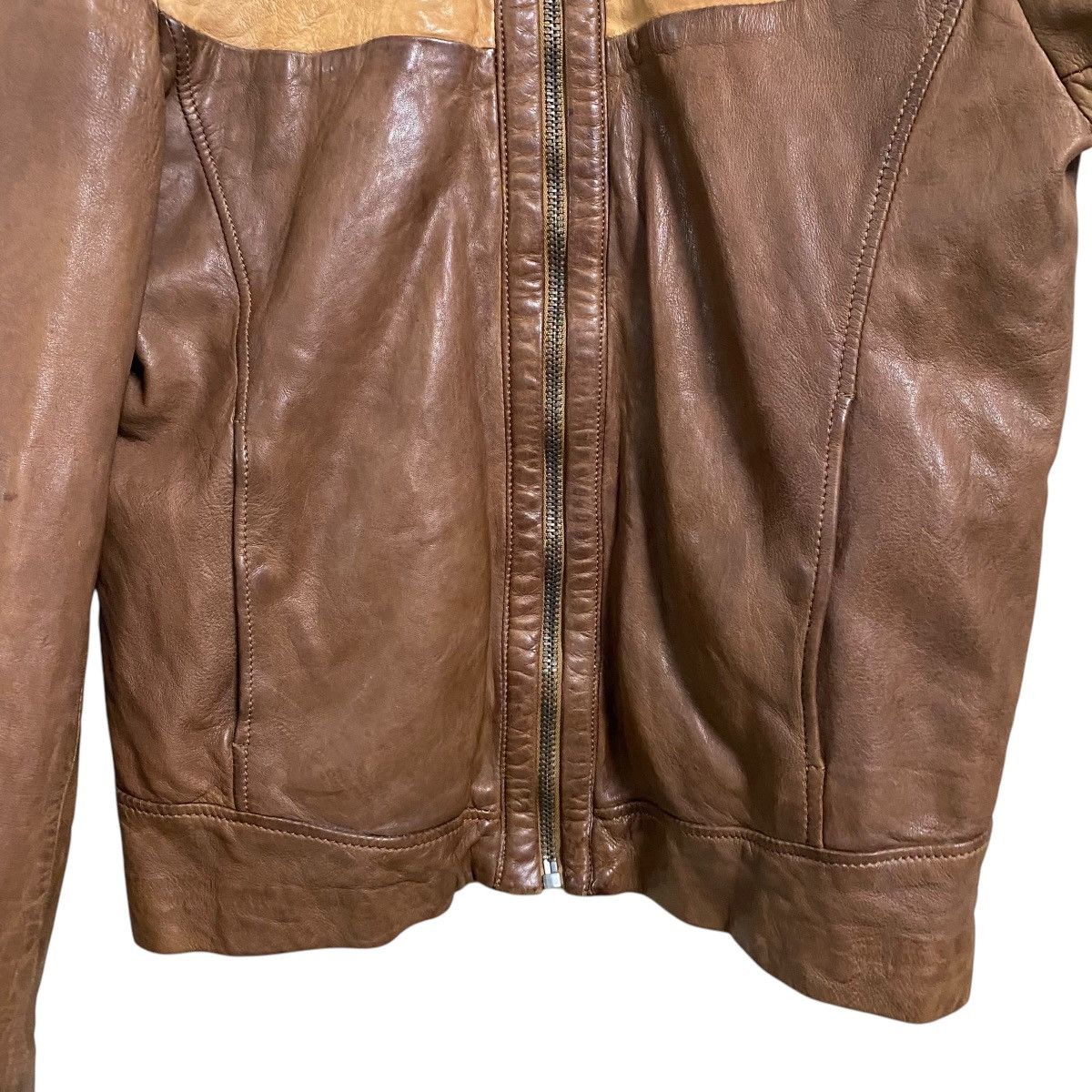 Chevignon Vintage Chevignon Leather Jacket Cafe Racer Brown Patina Size US L / EU 52-54 / 3 - 8 Thumbnail