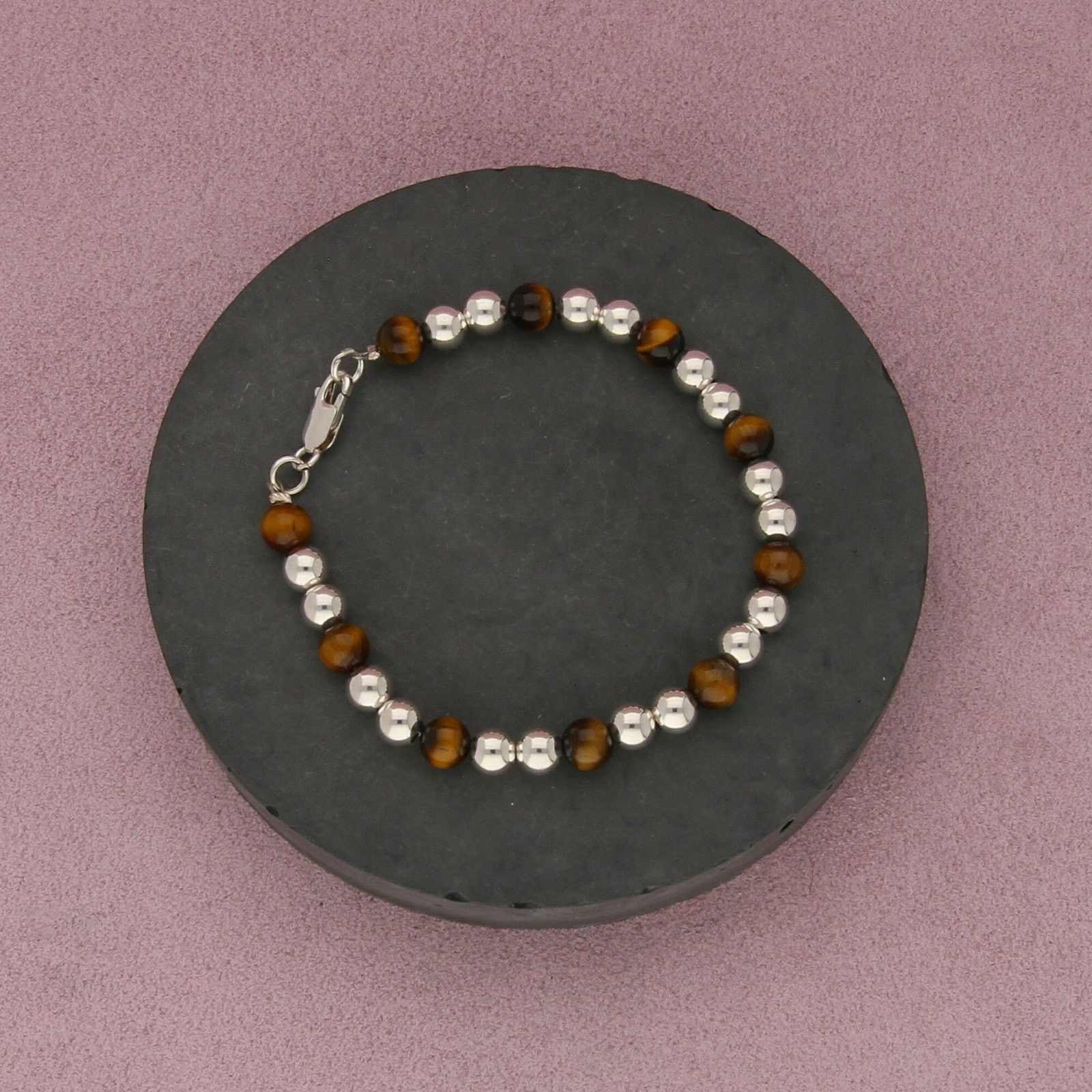 Sterling Silver sterling silver tigers eye bead bracelet size 6.75in Size ONE SIZE - 1 Thumbnail