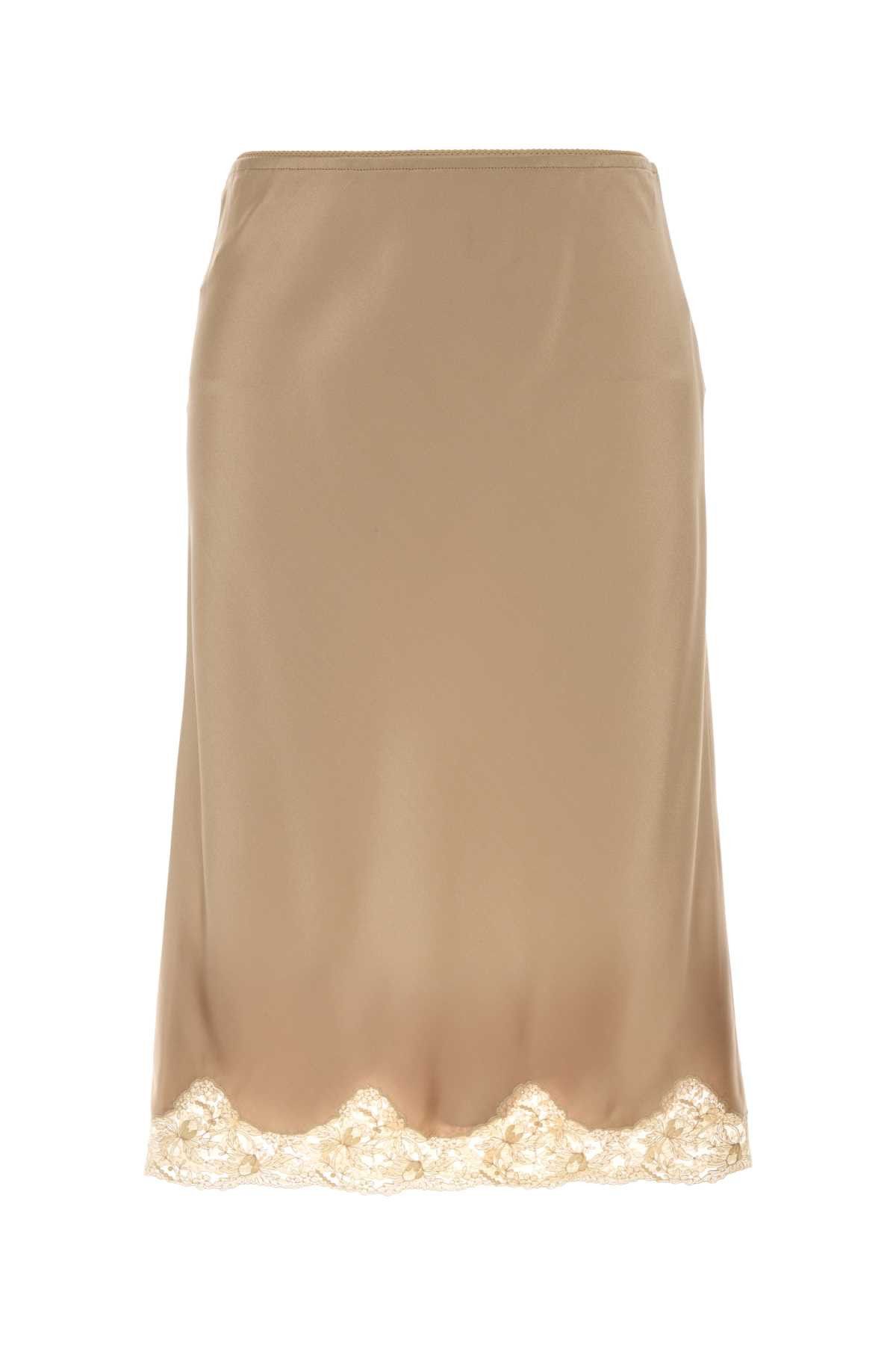 Beige Satin Skirt, Women's (Size 27)