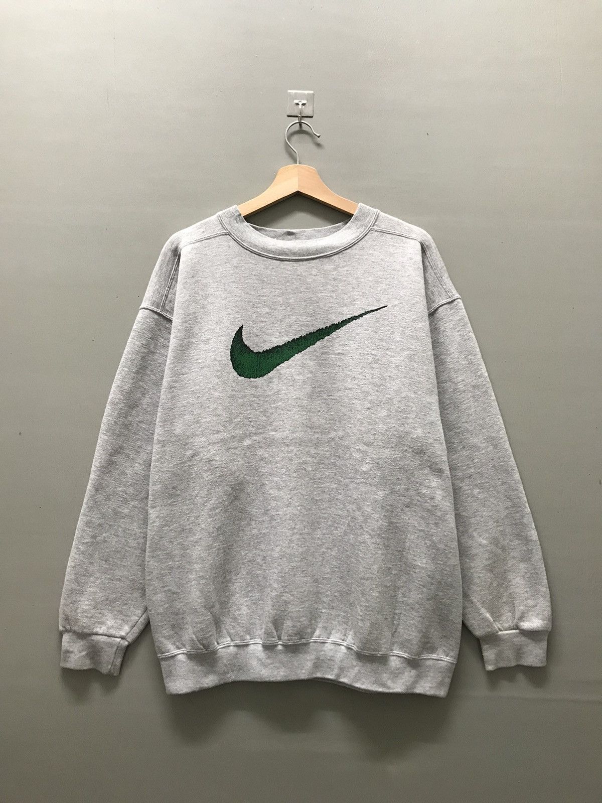 image of Nike Big Swoosh Crayon Sweatshirt in Silver, Men's (Size Medium)