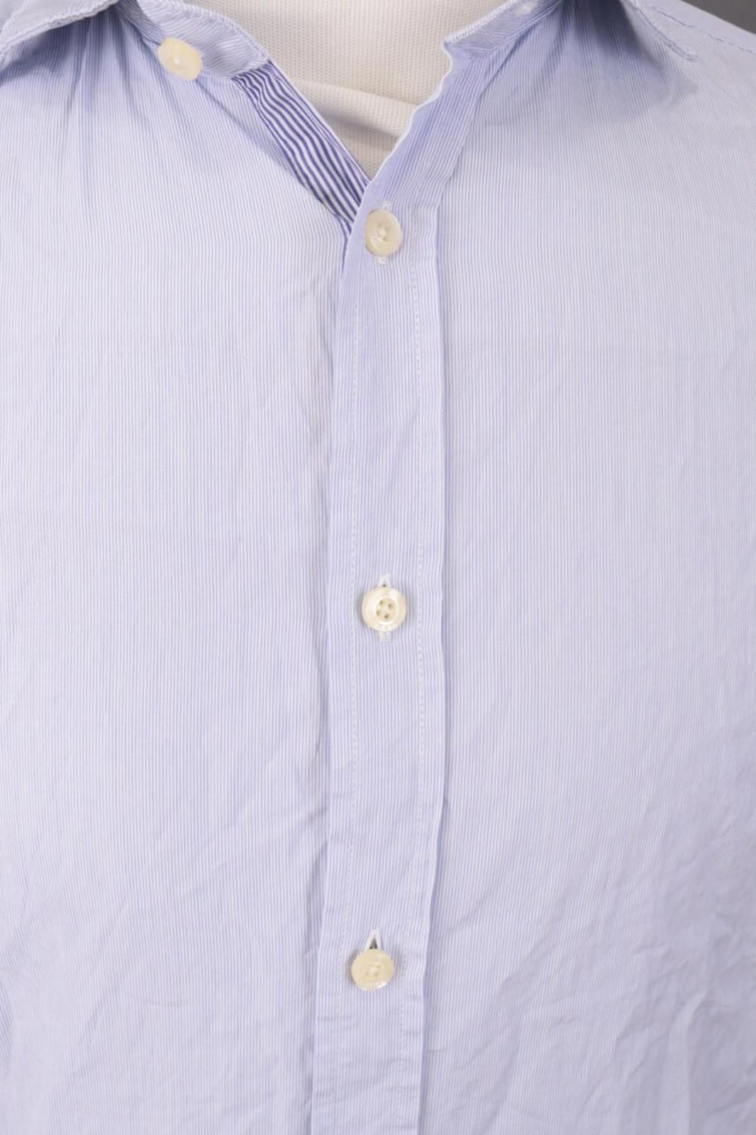 Designer Hackett London Slim Fit Blue Pinstripe Down Shirt Size M Size US M / EU 48-50 / 2 - 5 Thumbnail