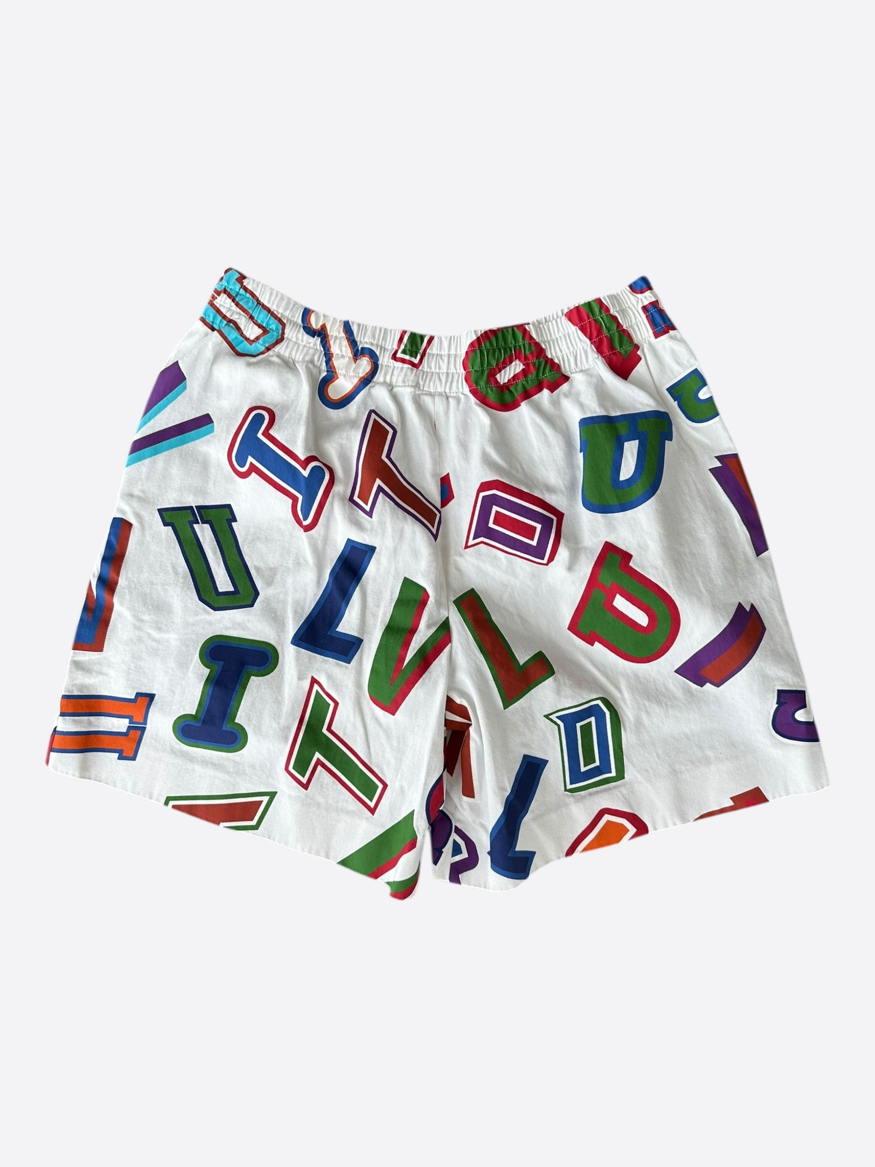 Louis Vuitton Louis Vuitton NBA White Multicolor Letter Shorts Size US 34 / EU 50 - 2 Thumbnail