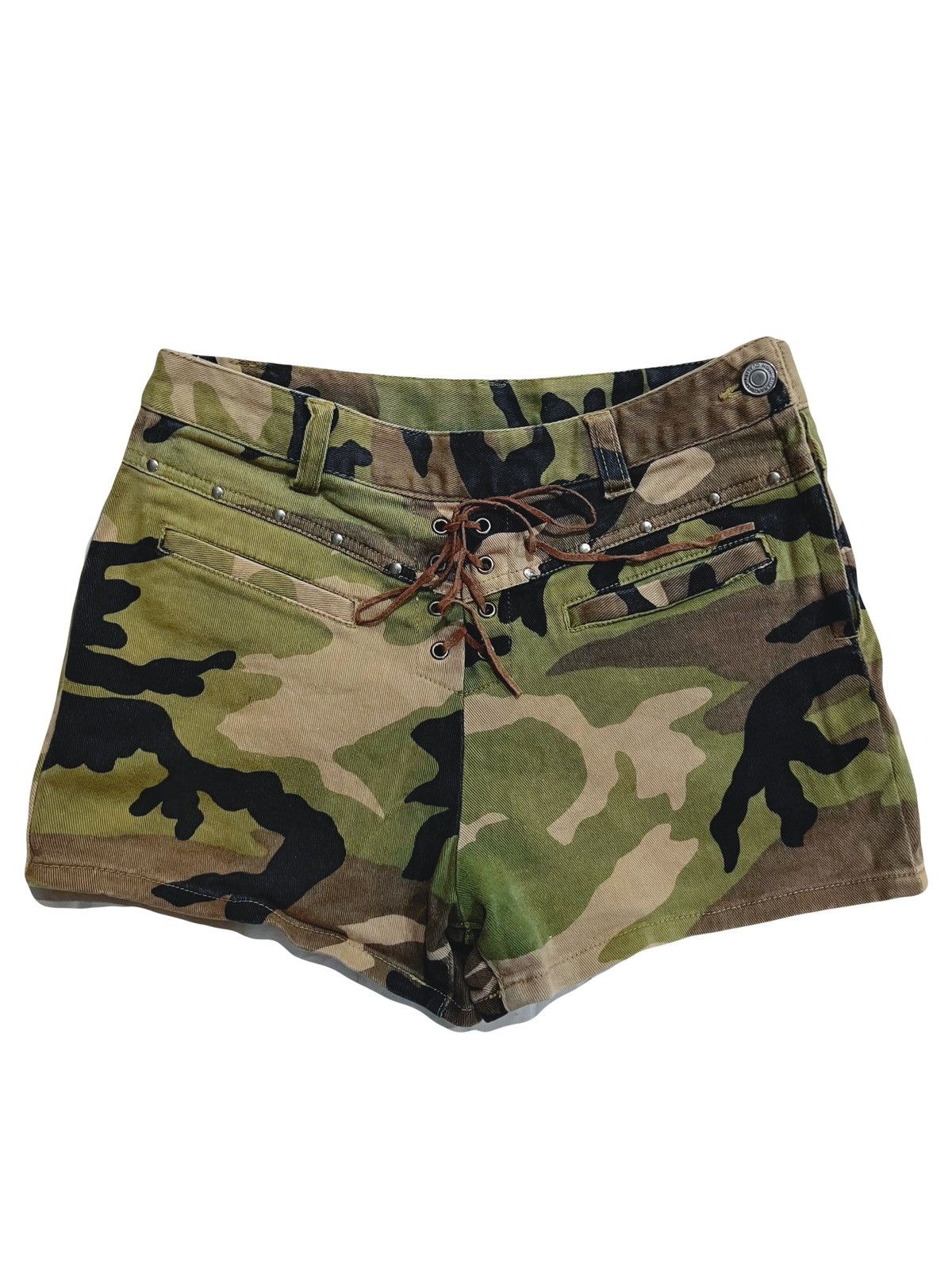 Japanese Brand Vintage camo high waist shorts 🌲 Size 24" / US 00 / IT 34 - 1 Thumbnail