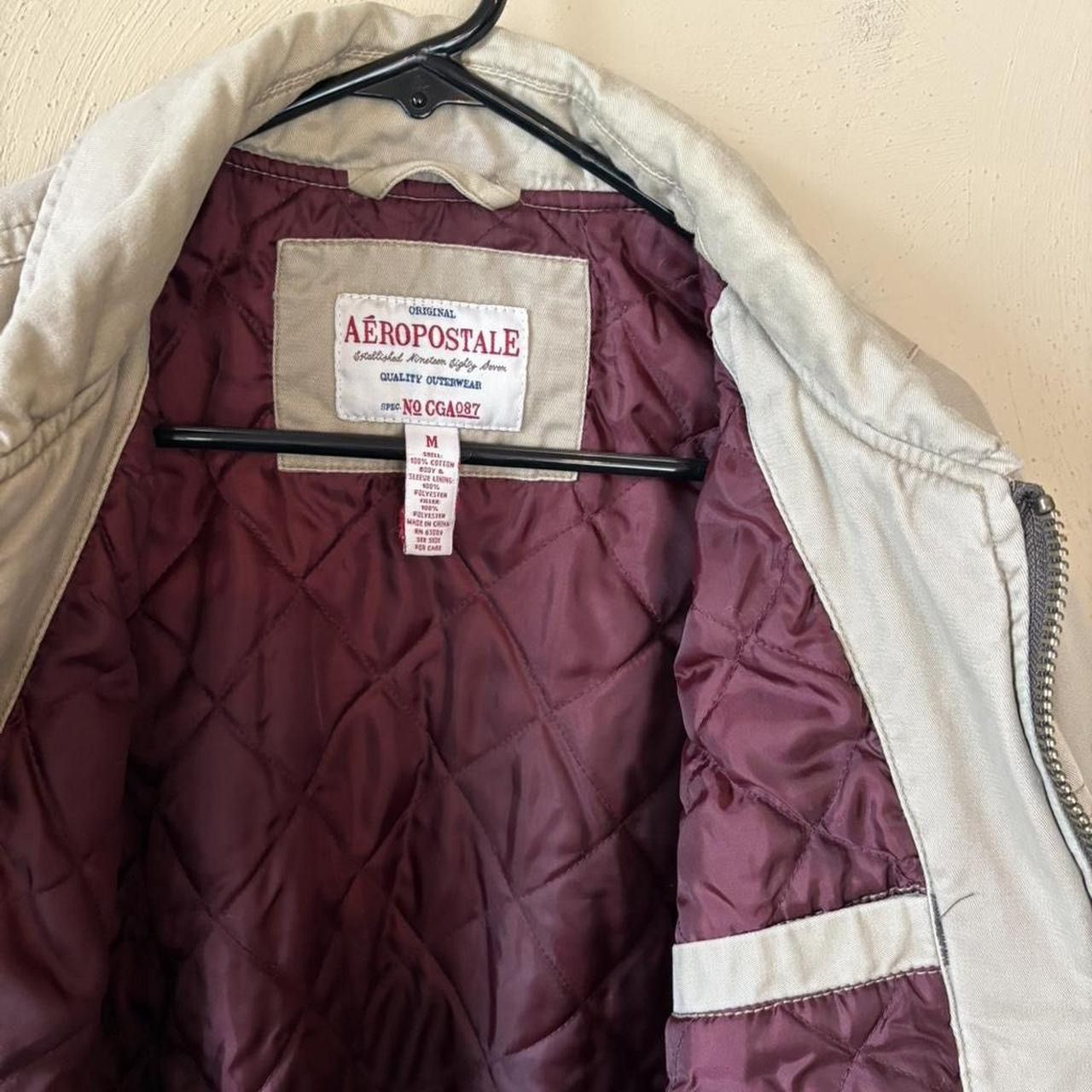 Aeropostale Y2K Aeropostale Khaki / Burgundy Quilt Zipper Work Jacket Size US M / EU 48-50 / 2 - 3 Thumbnail