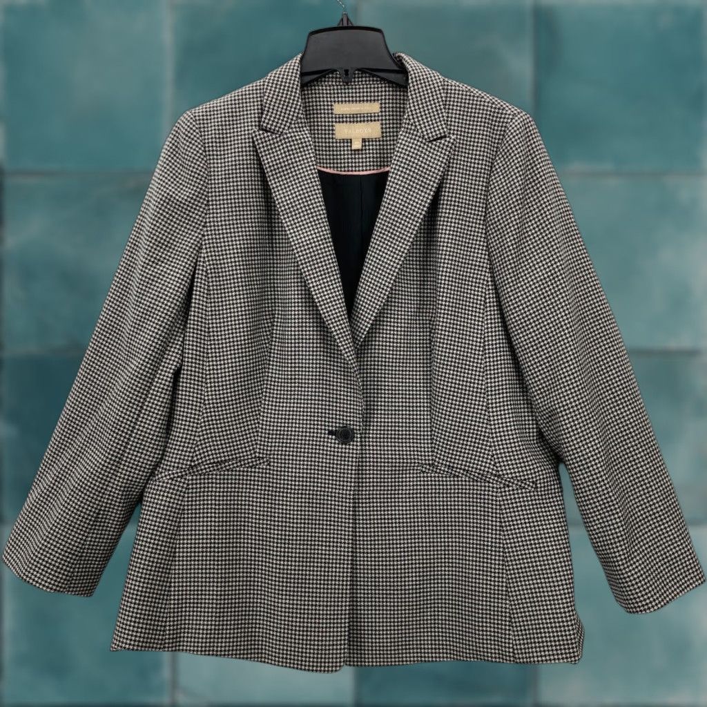 Talbots Talbots Blazer Women 16P Petite Wool Blend Houndstooth Brown One Button Italy Business Formal Workwear Lined Pockets Fall Spring Winter Size XXL / US 16-18 / IT 52-54 - 1 Thumbnail