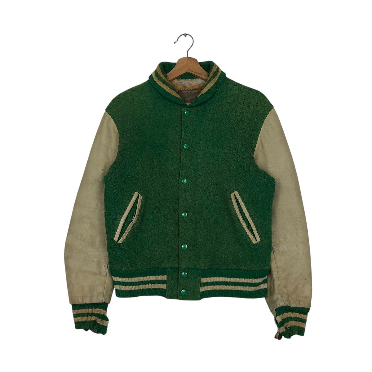 Golden Bear 🔥VINTAGE VARSITY LEATHER JACKET GOLDEN BEAR MADE IN USA Size US S / EU 44-46 / 1 - 3 Thumbnail