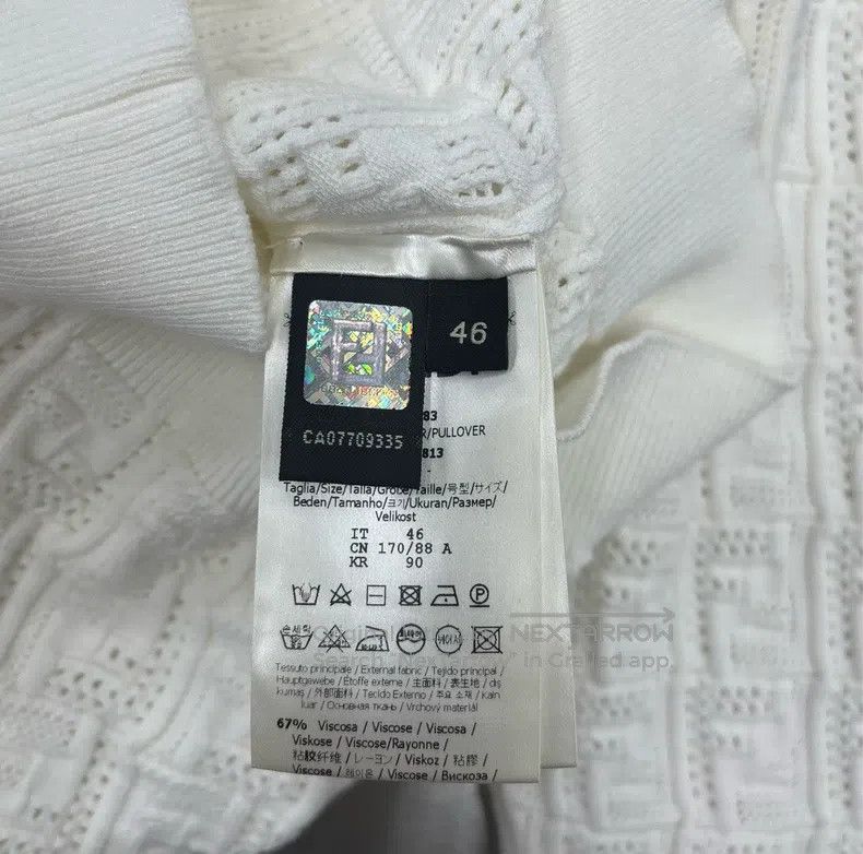 Fendi Fendi White Knit Sweater with Dark Pattern and Logo Size M / US 6-8 / IT 42-44 - 4 Thumbnail