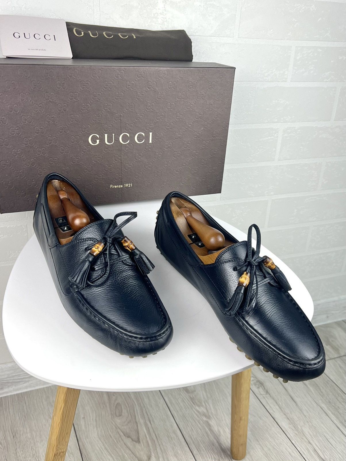 Gucci GUCCI Loafers Leather Shoes Laces Tassels Bamboo Navy Men's Size US 9.5 / EU 42-43 - 2 Thumbnail