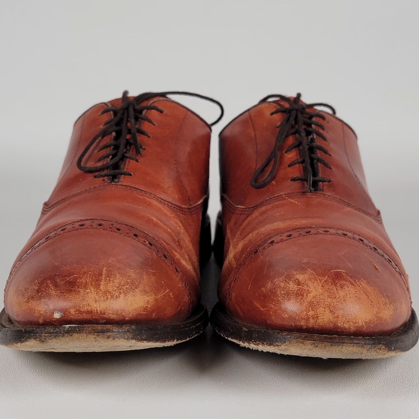 Allen Edmonds Allen Edmonds Byron Cap Toe Oxford Dress Shoes Brown US Size 10 D Men Leather Shoes Size ONE SIZE - 3 Thumbnail