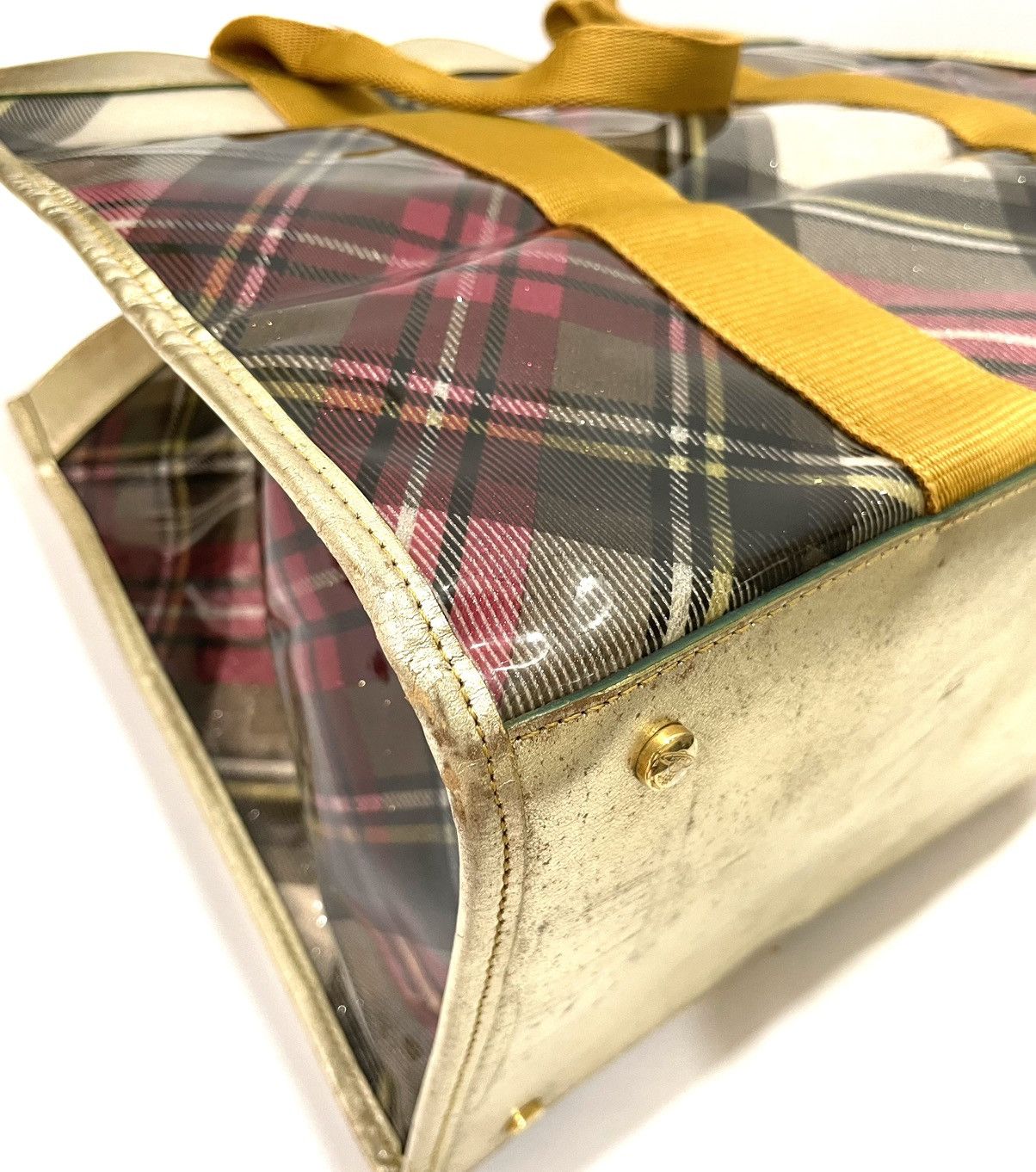 Vivienne Westwood Tartan PVC Tote with Matching Pouch – Gold Trim Size ONE SIZE - 23 Thumbnail