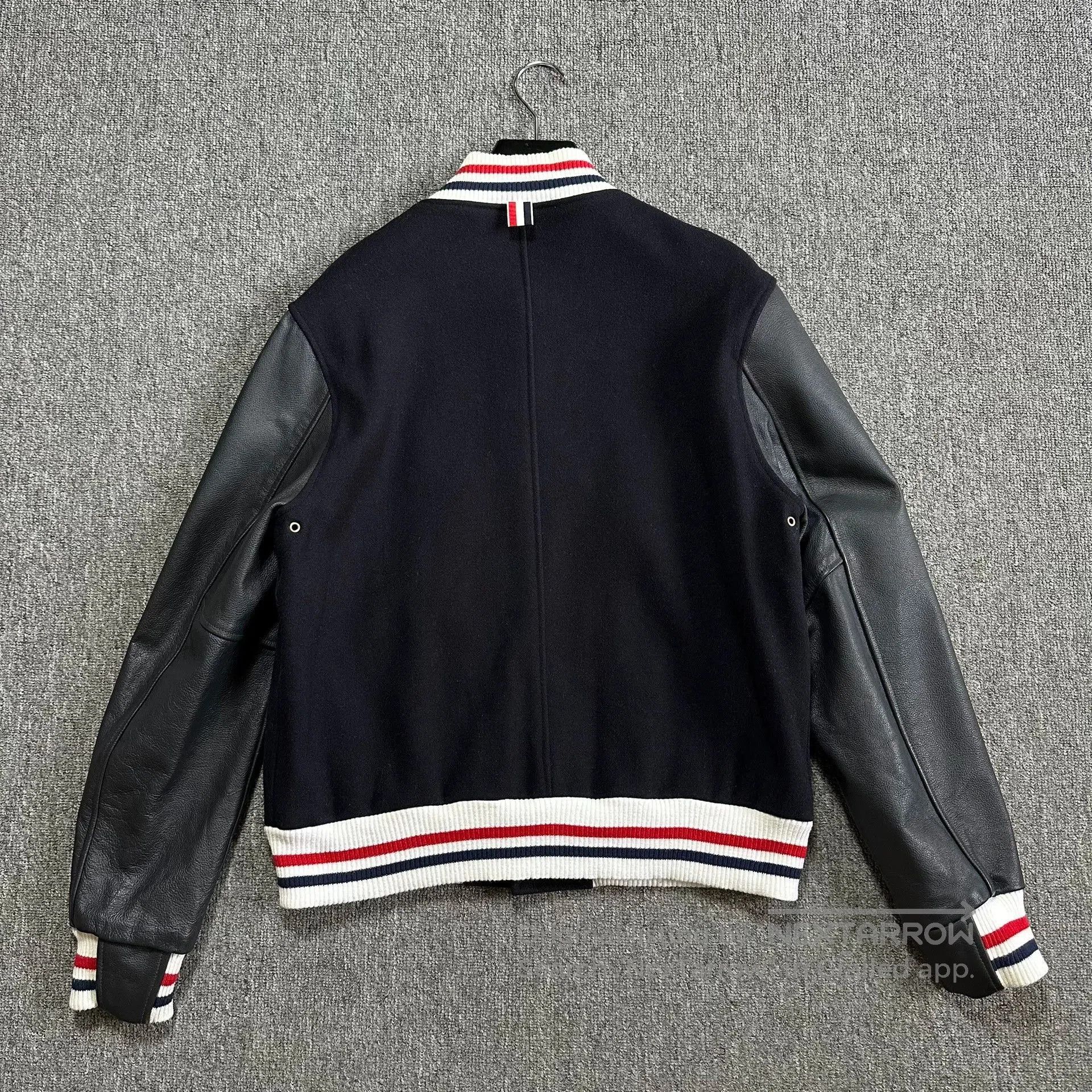 Thom Browne thom browne navy striped leather jacket. Size US XXS / EU 40 - 4 Thumbnail