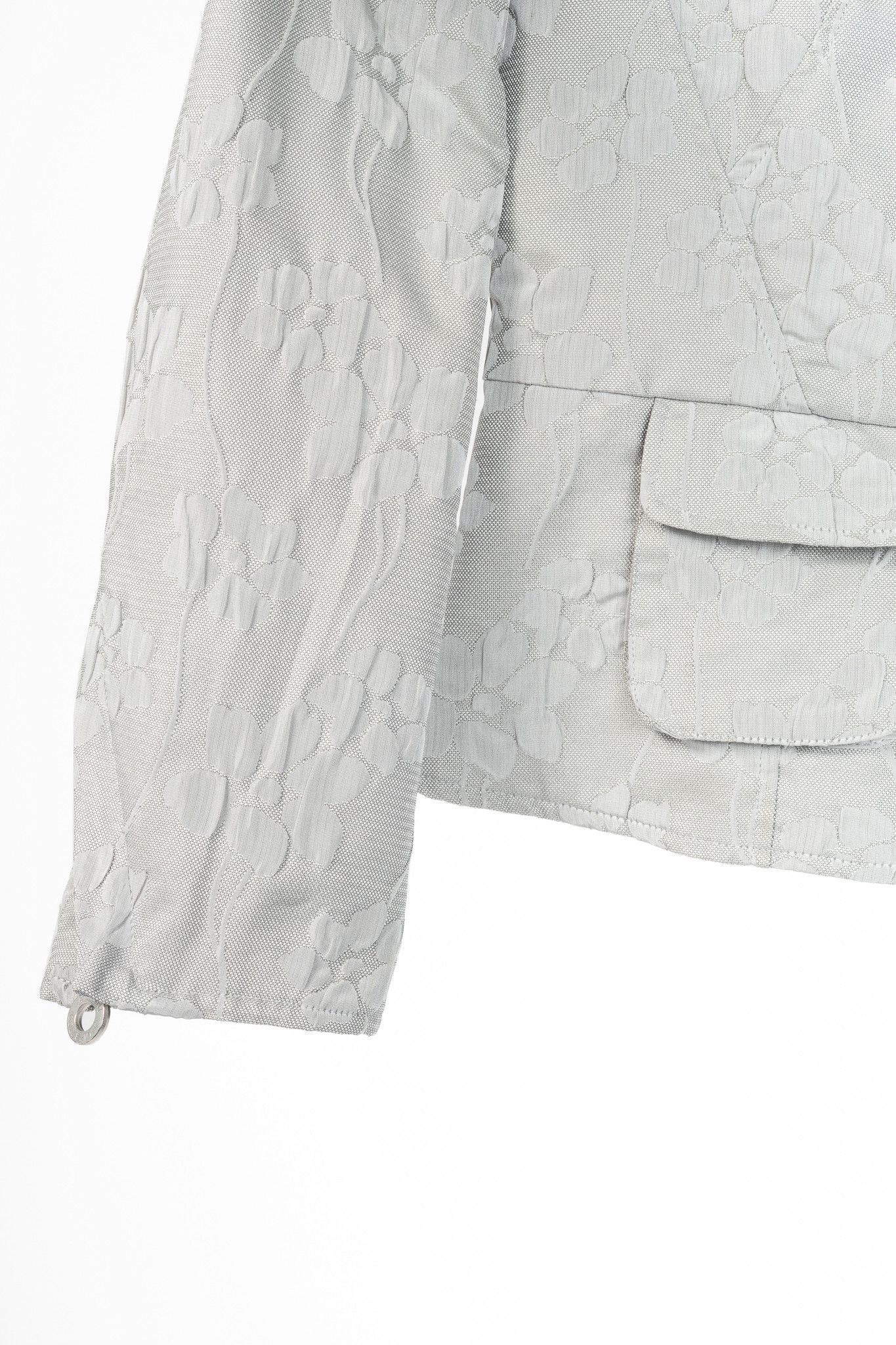 Armani Collezioni Armani Collezioni Silver Floral-Jacquard Peplum Jacket Size M / US 6-8 / IT 42-44 - 6 Thumbnail